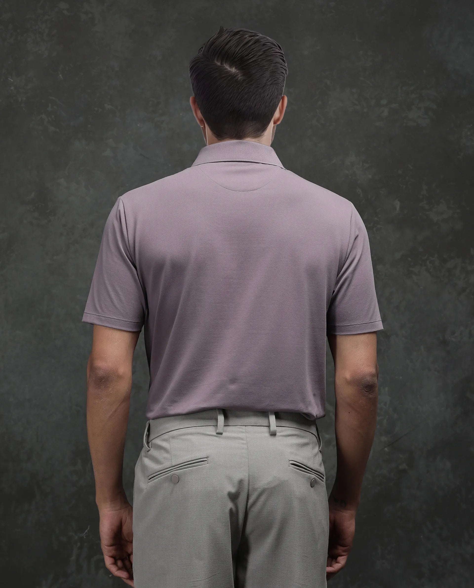 Rare Rabbit Men's Tang-25 Dusky Pink Cotton Blend Fabric Half Sleeve Spread Collar Regular Fit Plain Polo