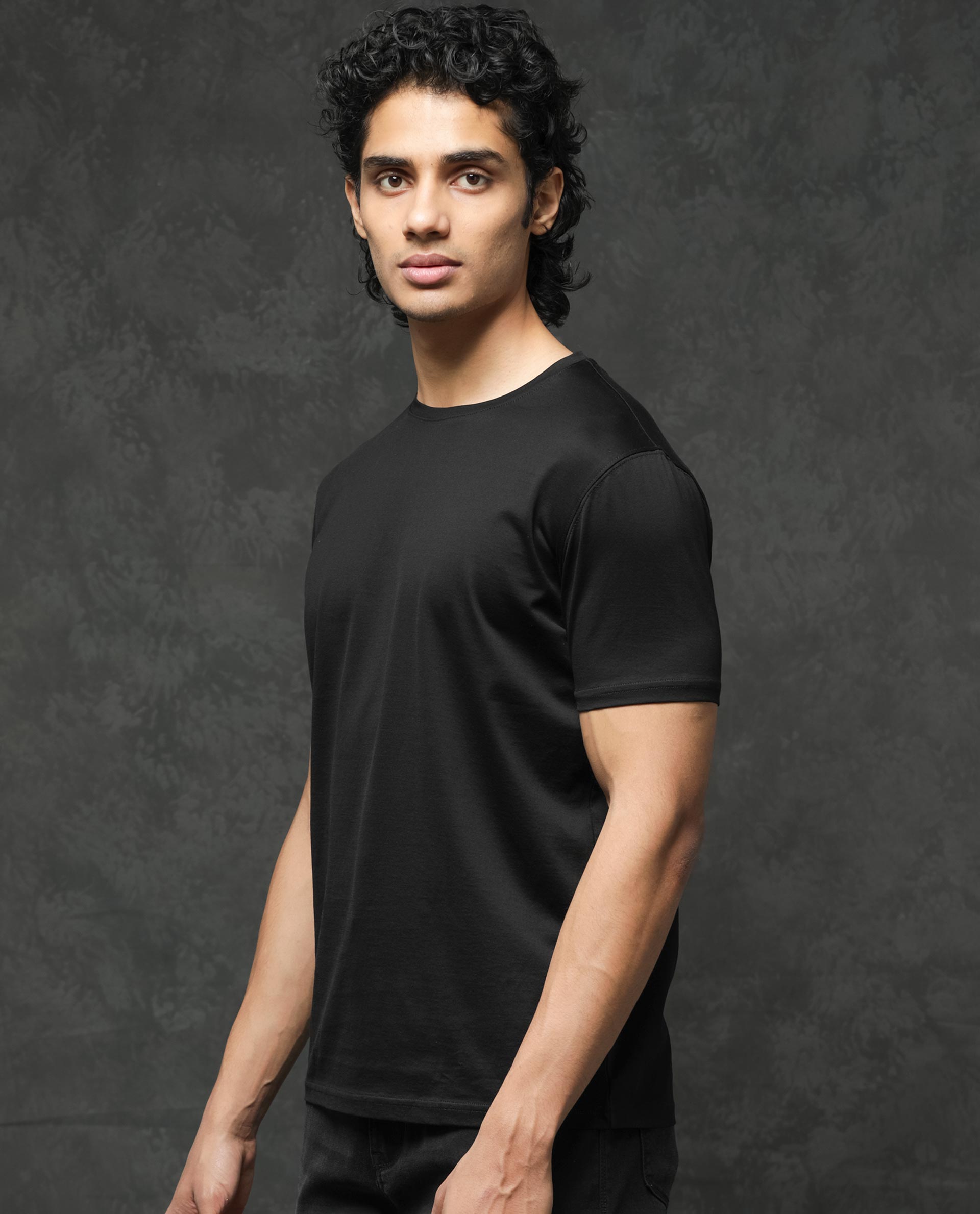 Rare Rabbit Mens Tangos Black Short Sleeve Solid T-Shirt