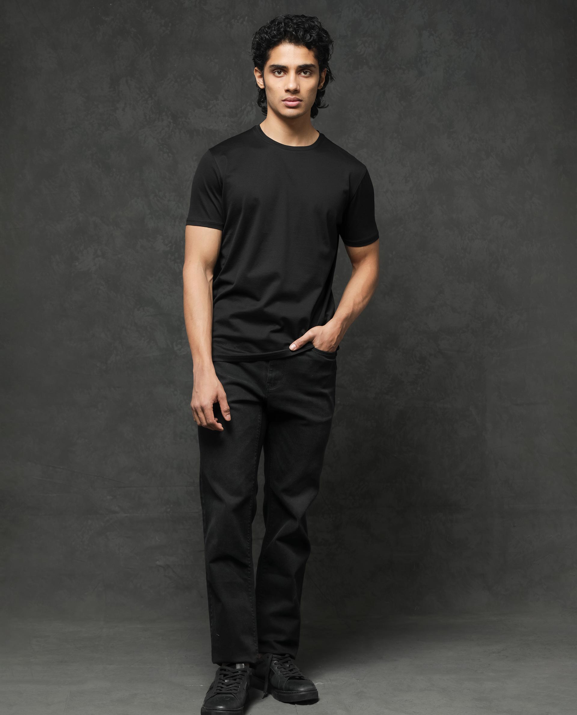 Rare Rabbit Mens Tangos Black Short Sleeve Solid T-Shirt