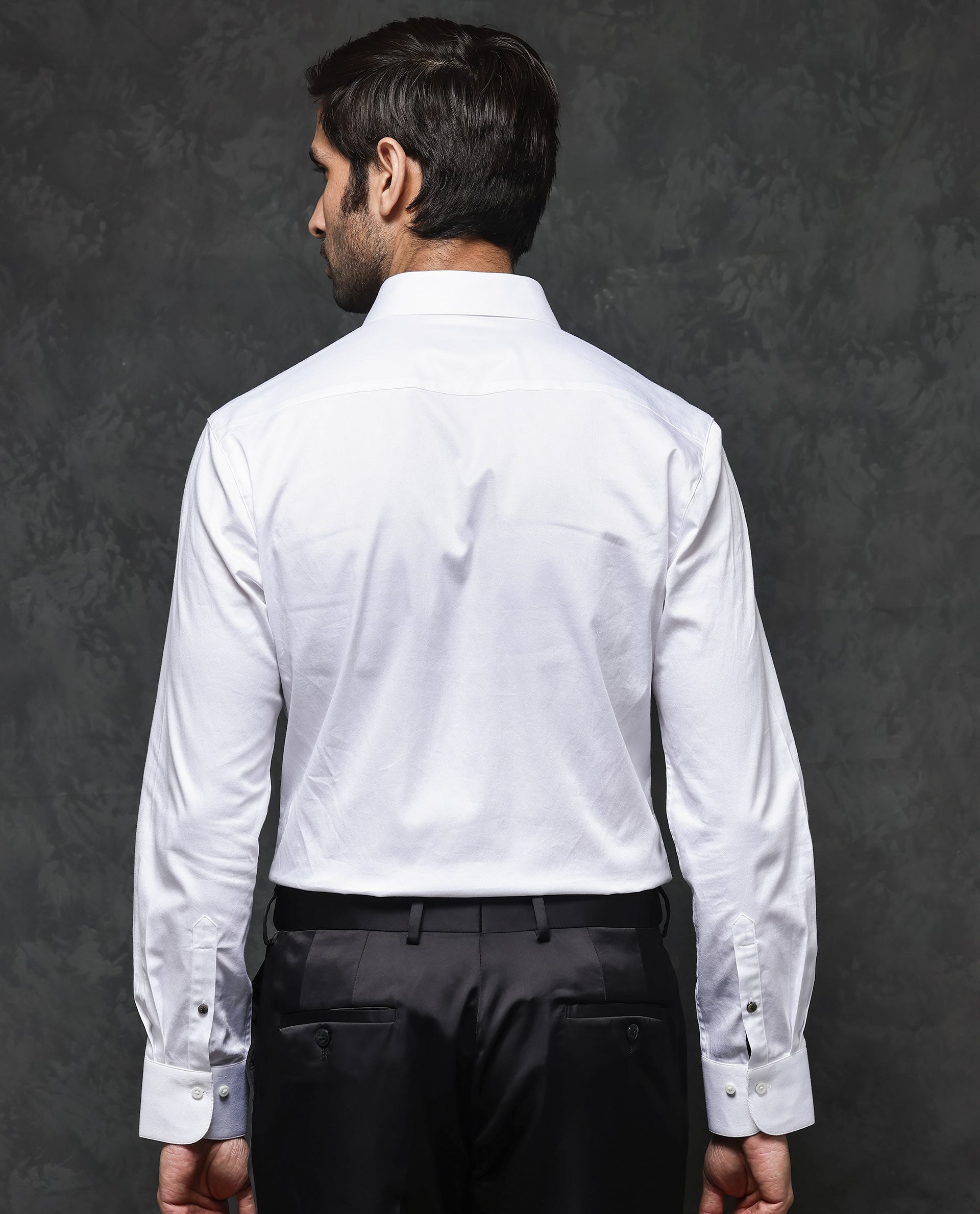 Rare Rabbit Men's Tapeon White Collared Neck Solid Lace Embellished Regular Fit Shirt