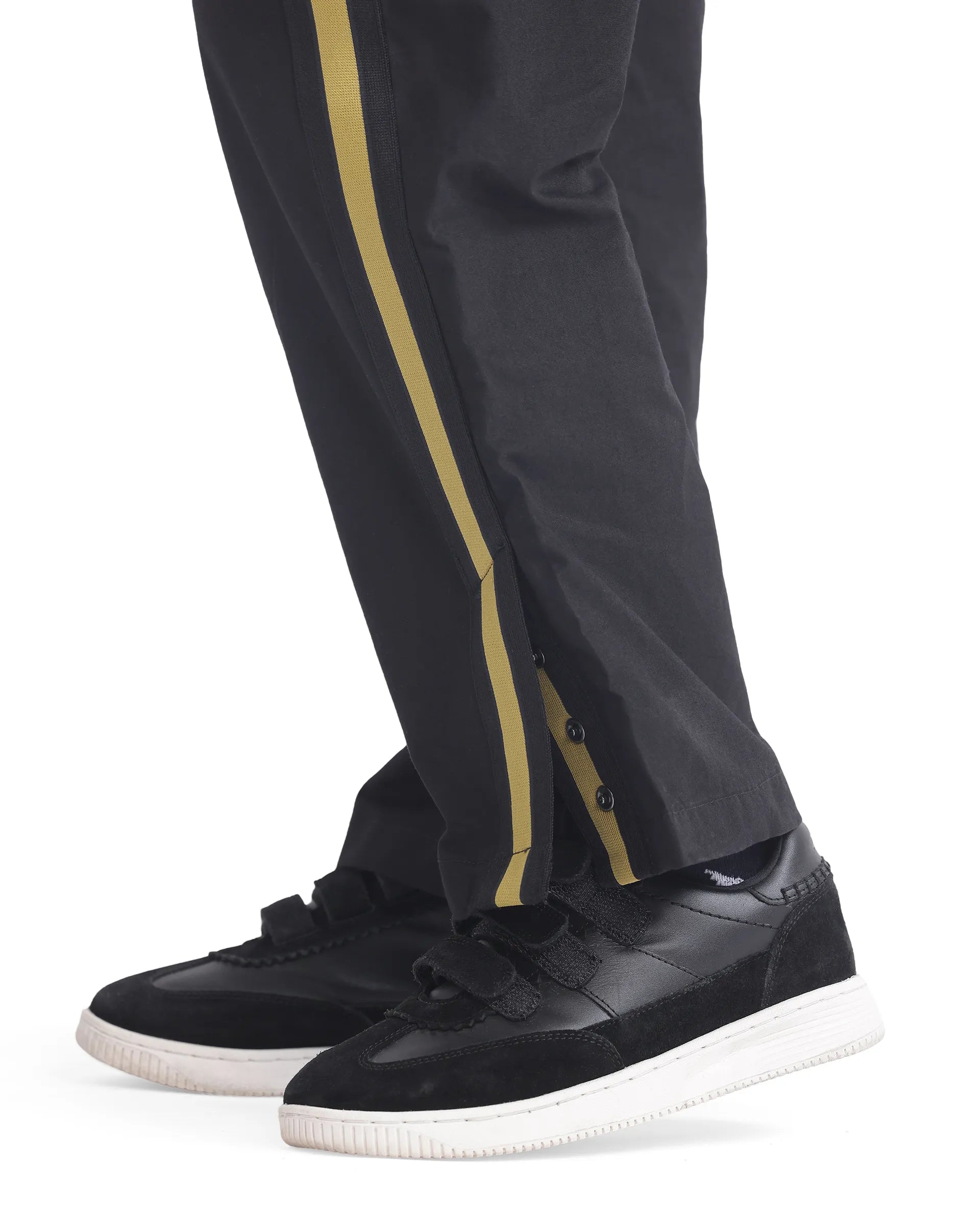 Rare Ones Kids Taper-B Black Tape Detailed Button And Zip Closure Regular Fit Cotton Trouser