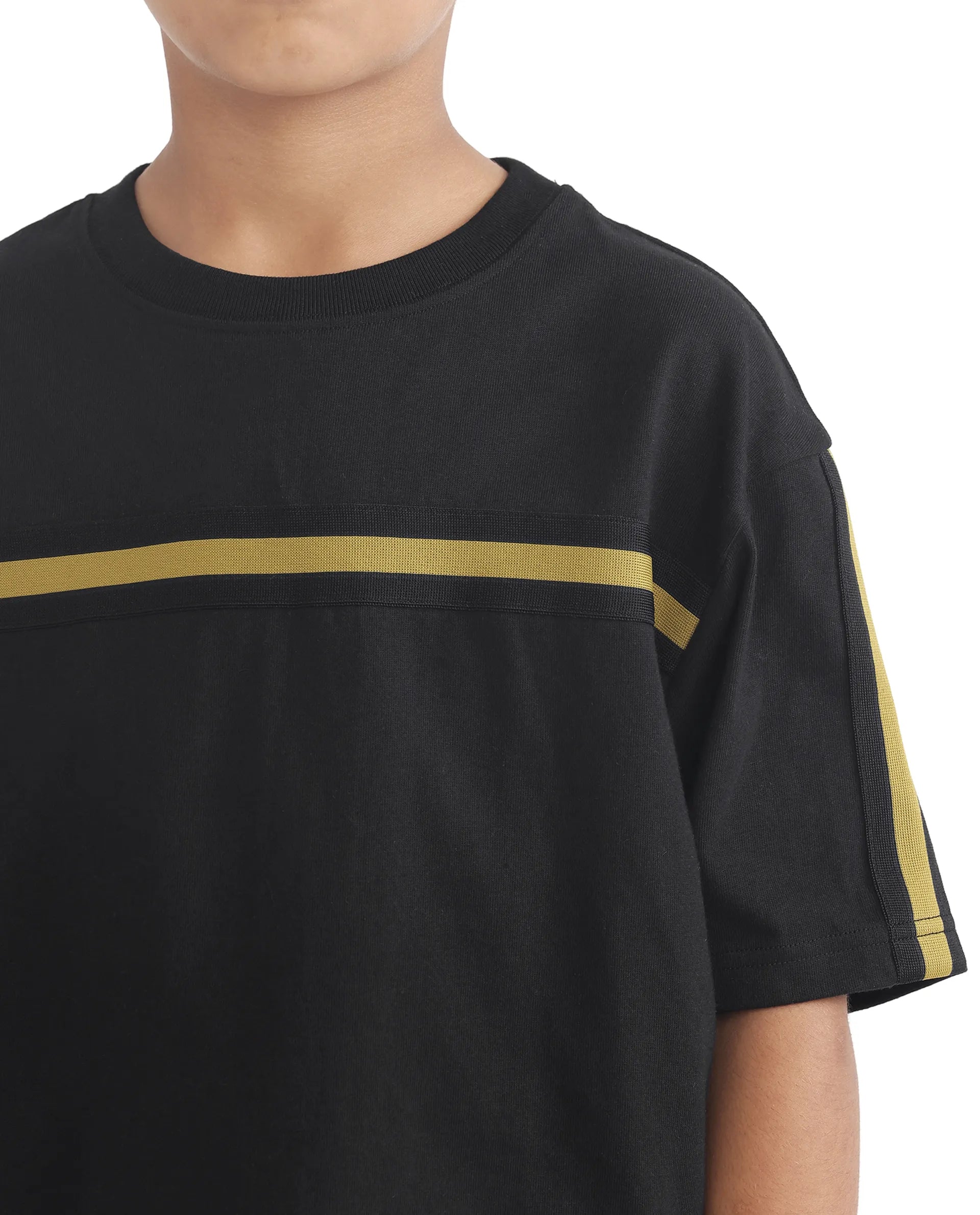 Rare Ones Kids Taper-T Black Polyester Blend Short Sleeve Crew Neck Print T-Shirt