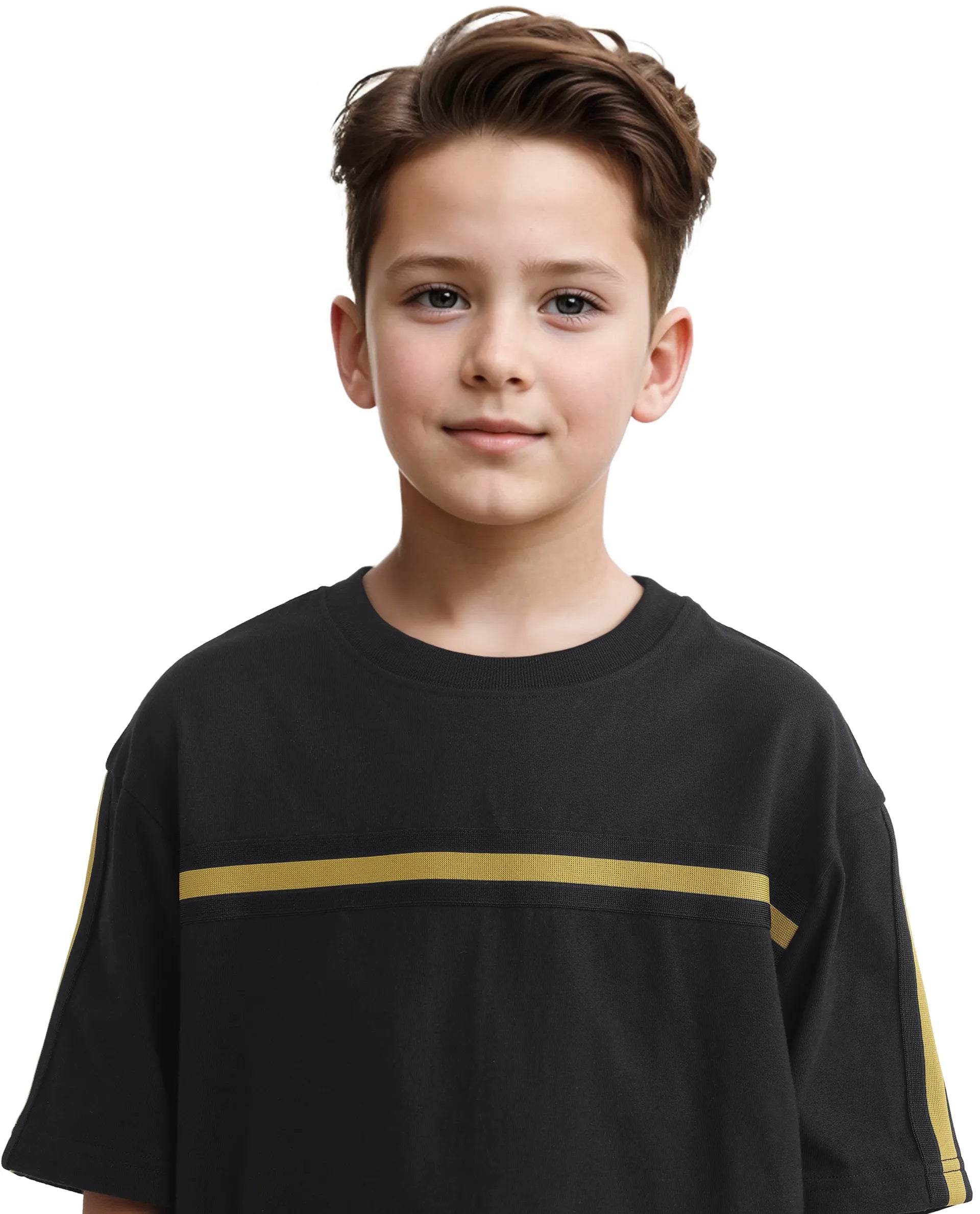 Rare Ones Kids Taper-T Black Polyester Blend Short Sleeve Crew Neck Print T-Shirt