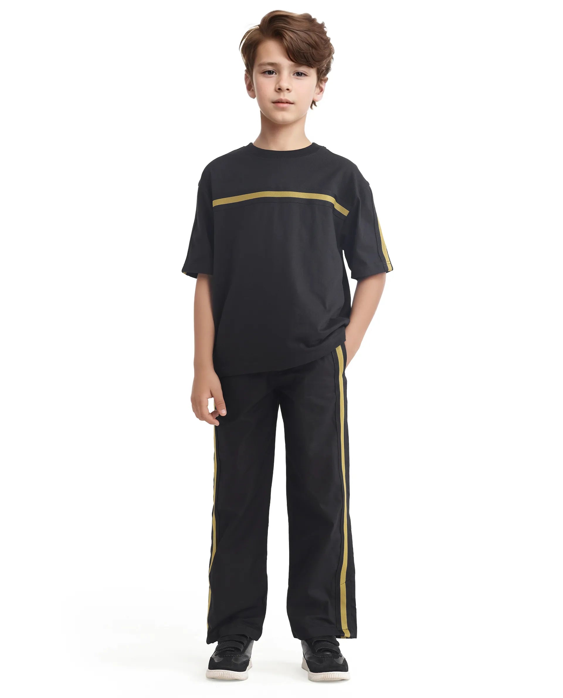 Rare Ones Kids Taper-T Black Polyester Blend Short Sleeve Crew Neck Print T-Shirt