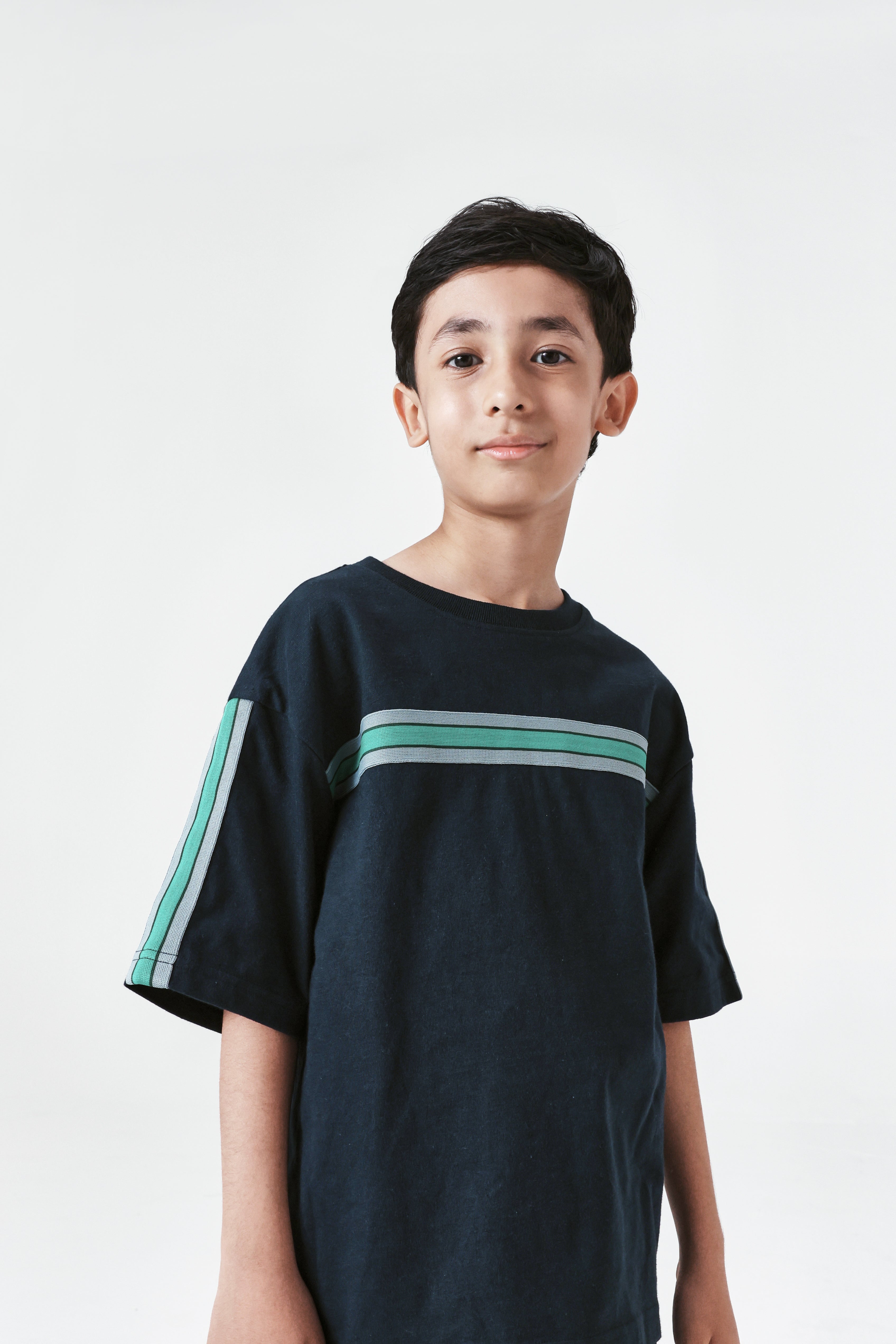 Rare Ones Kids Taper-T Navy Polyester Blend Short Sleeve Crew Neck Print T-Shirt