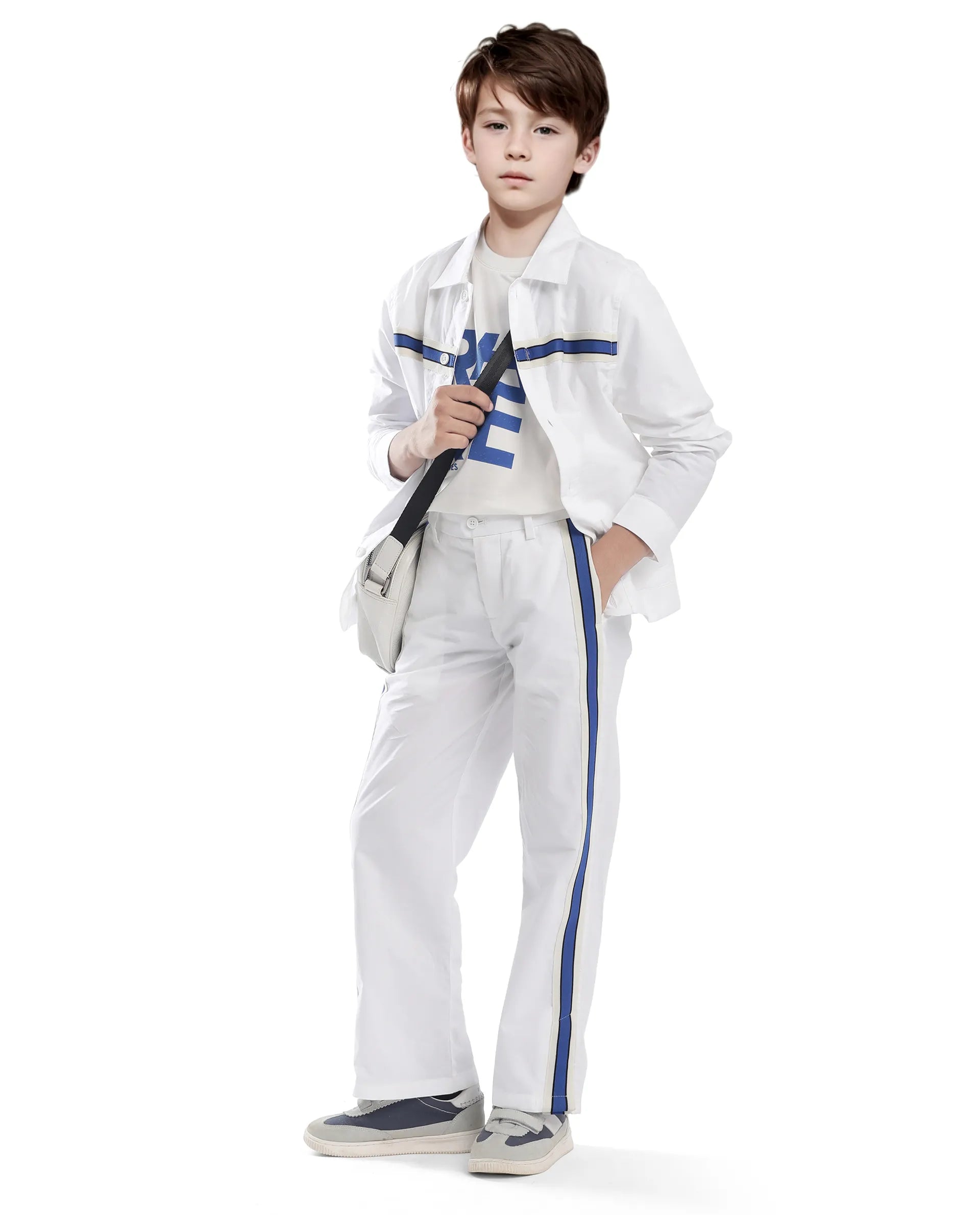 Rare Ones Kids Taper-S White Cotton Full Sleeve Button Closure Solid Terron Fit Shacket