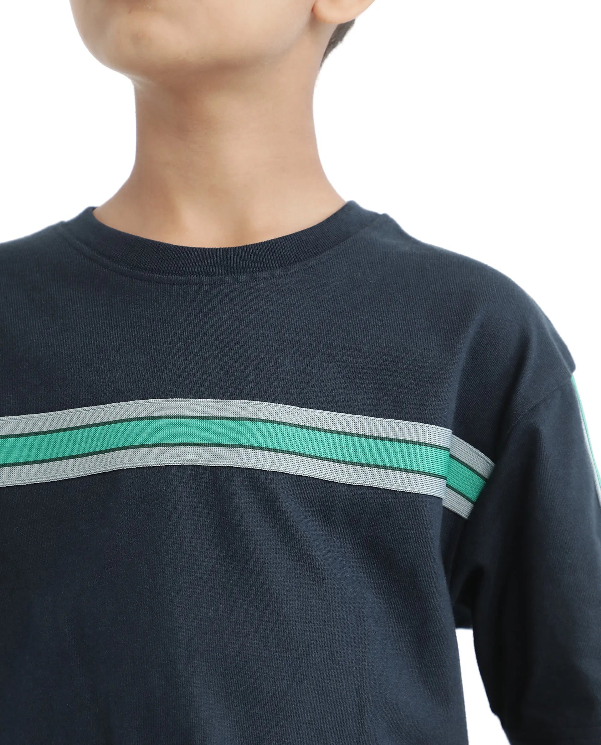 Rare Ones Kids Taper-T Navy Polyester Blend Short Sleeve Crew Neck Print T-Shirt