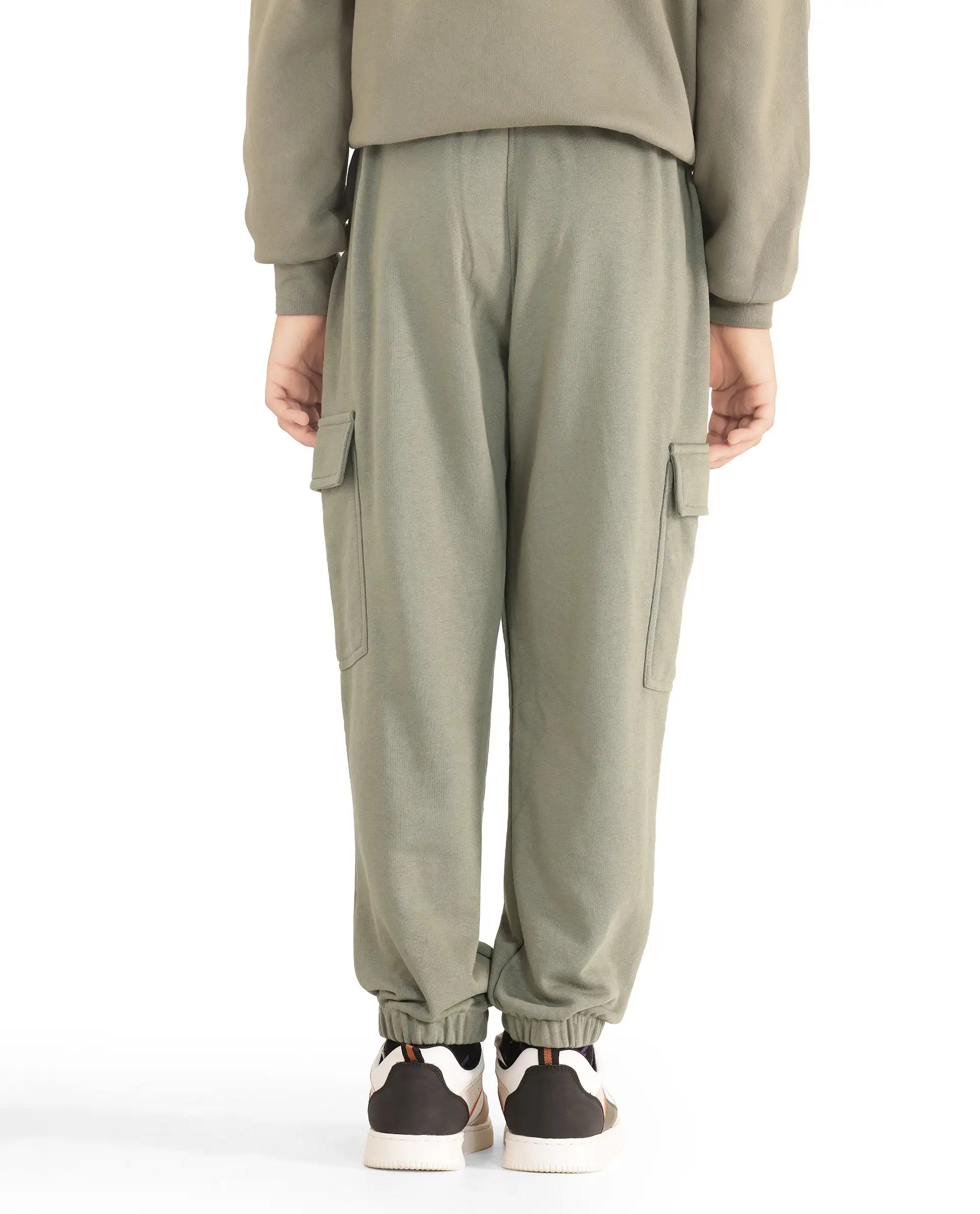 Rare Ones Kids Taro Dusky Green Cotton Poly Solid Trackpant