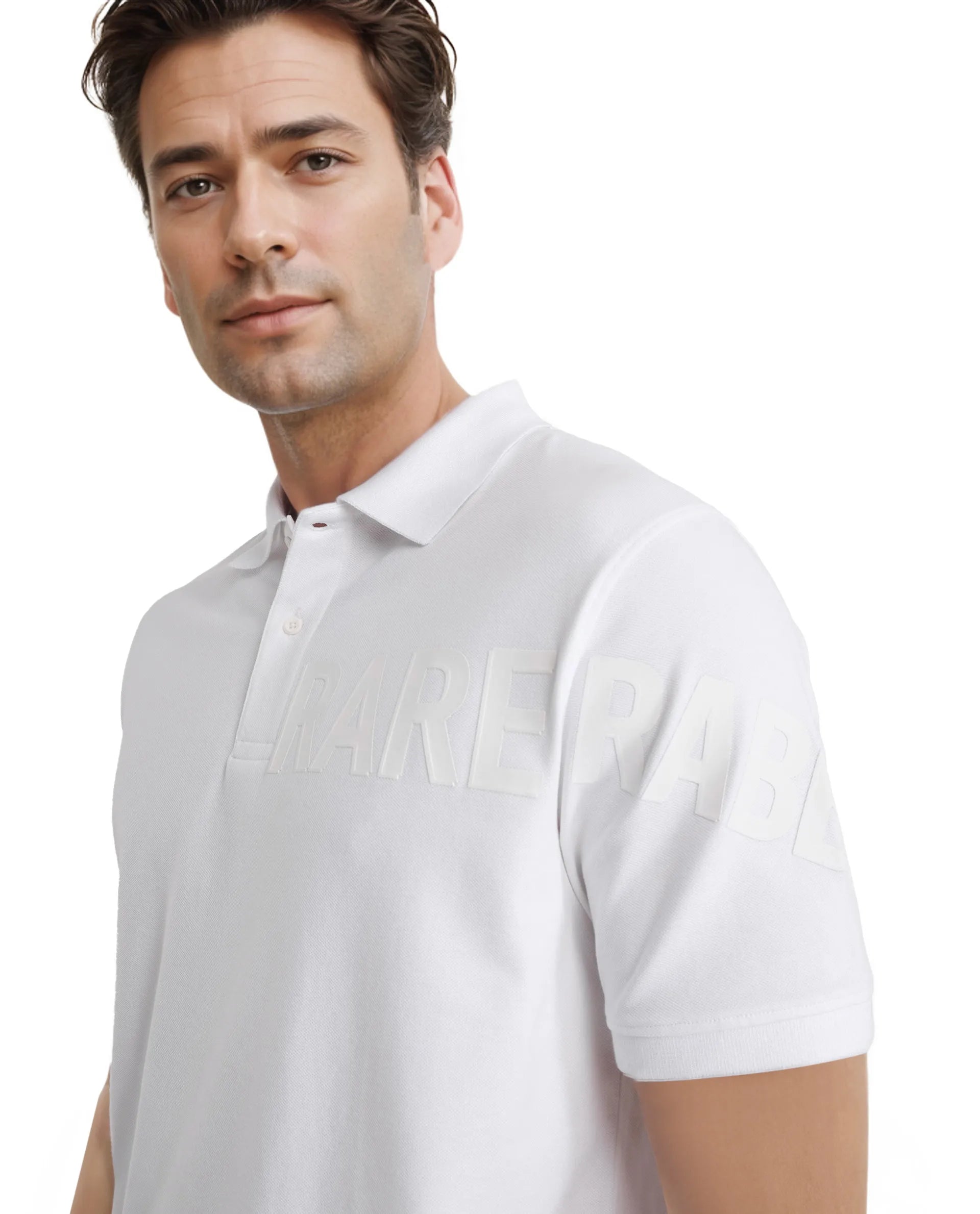 Rare Rabbit Men Taro White Cotton Blend Short Sleeve Regular Fit Regular Collared Plain Polo