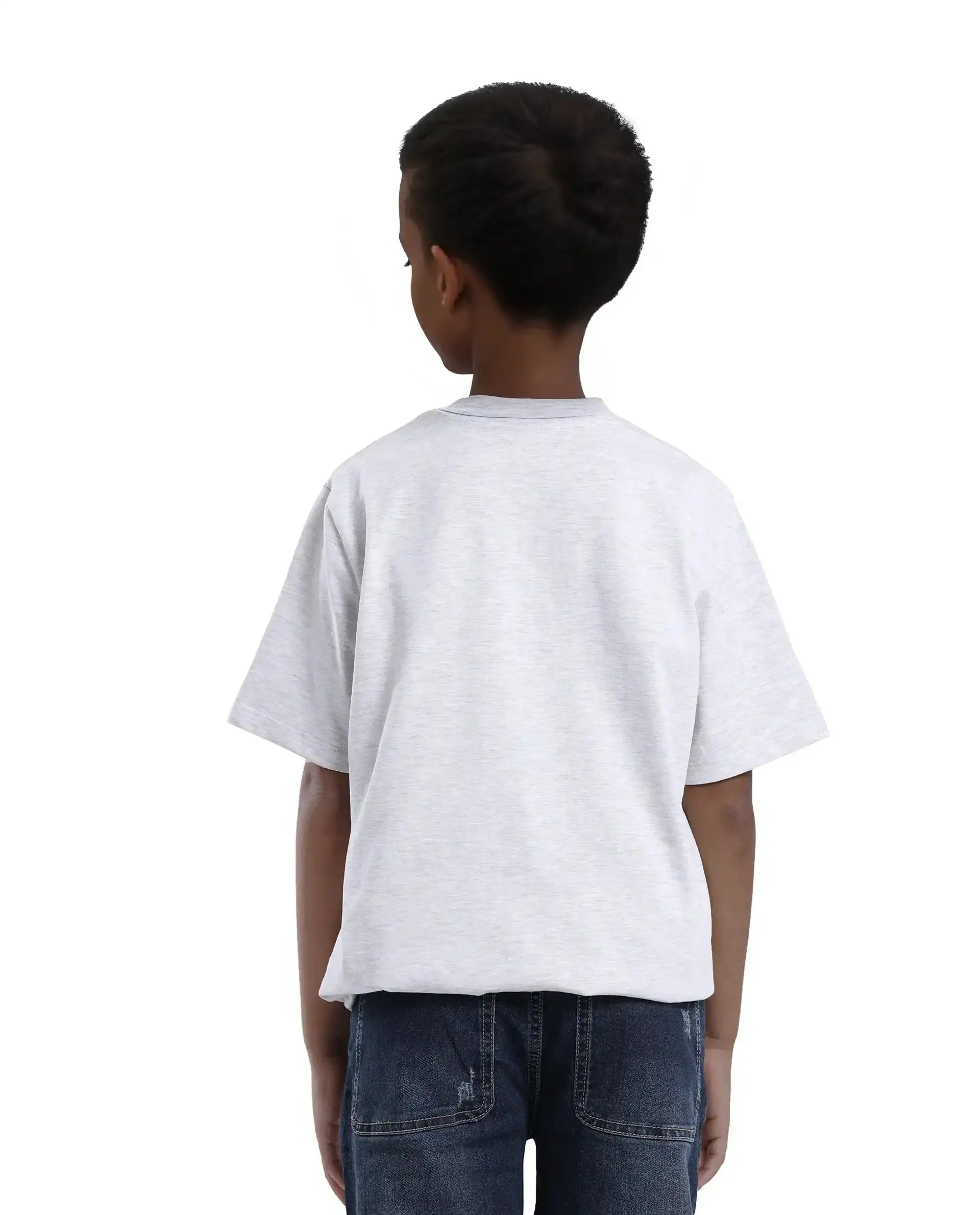 Rare Ones Kids Tebx Grey Cotton Blend Half Sleeve Printed Regular Fit T-Shirt