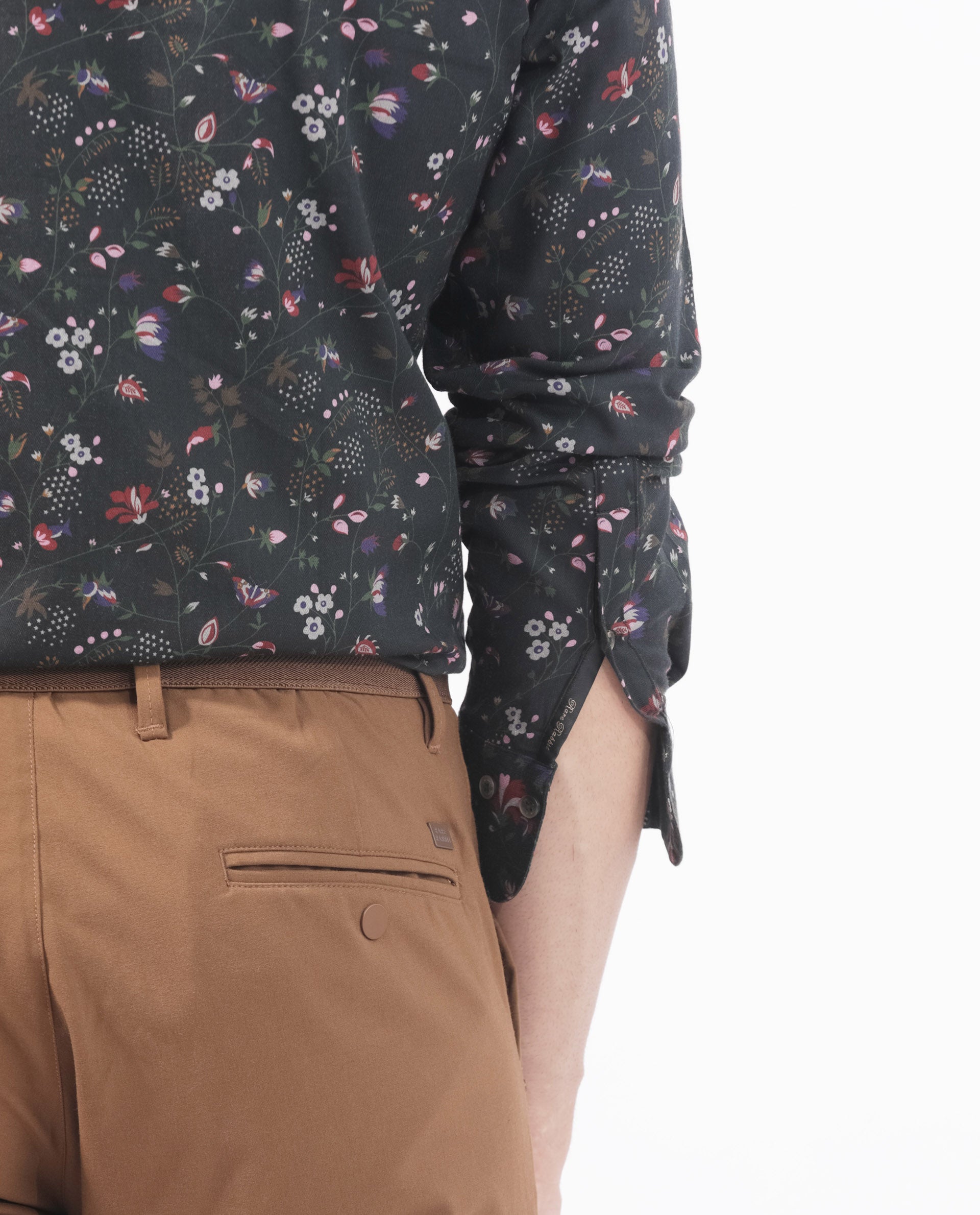 Rare Rabbit Men's Teleuxx Black Cotton Fabric Floral Print Full Sleeves Shirt