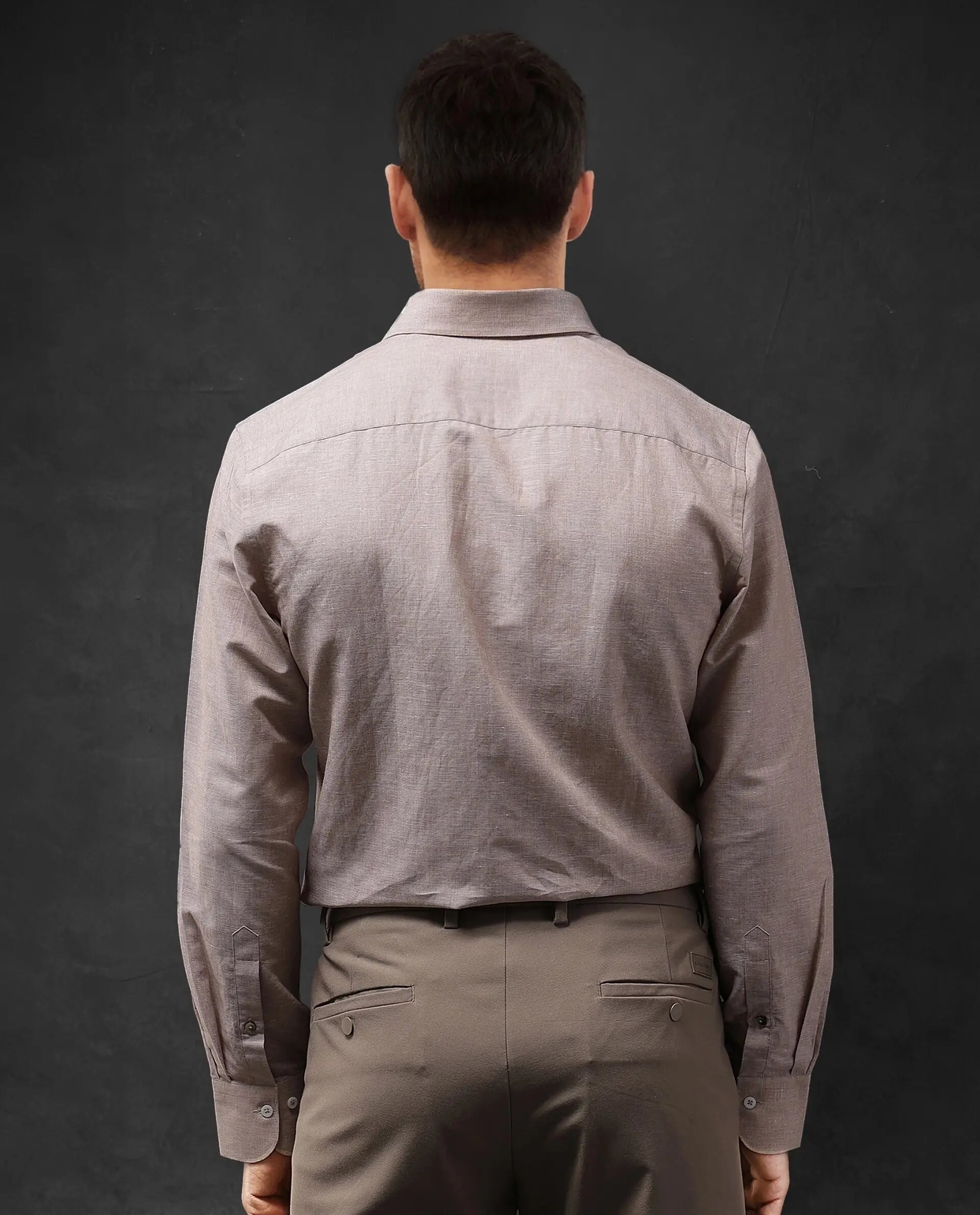 Rare Rabbit Men Tempa Dusky Peach Cotton Full Sleeve Regular Fit Textured Shirt