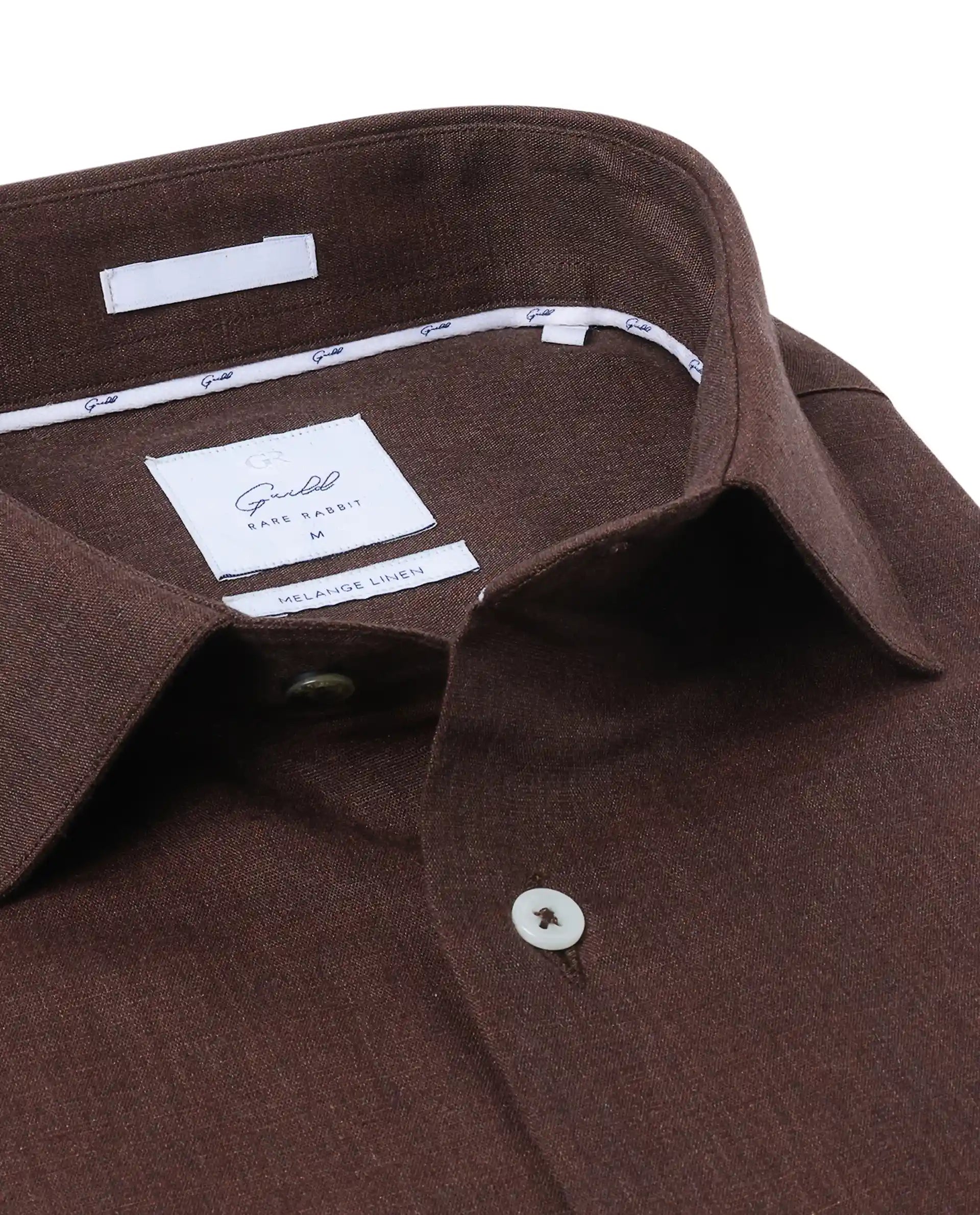 Rare Rabbit Men Tempa Dark Brown Cotton Full Sleeve Regular Fit Textured Shirt