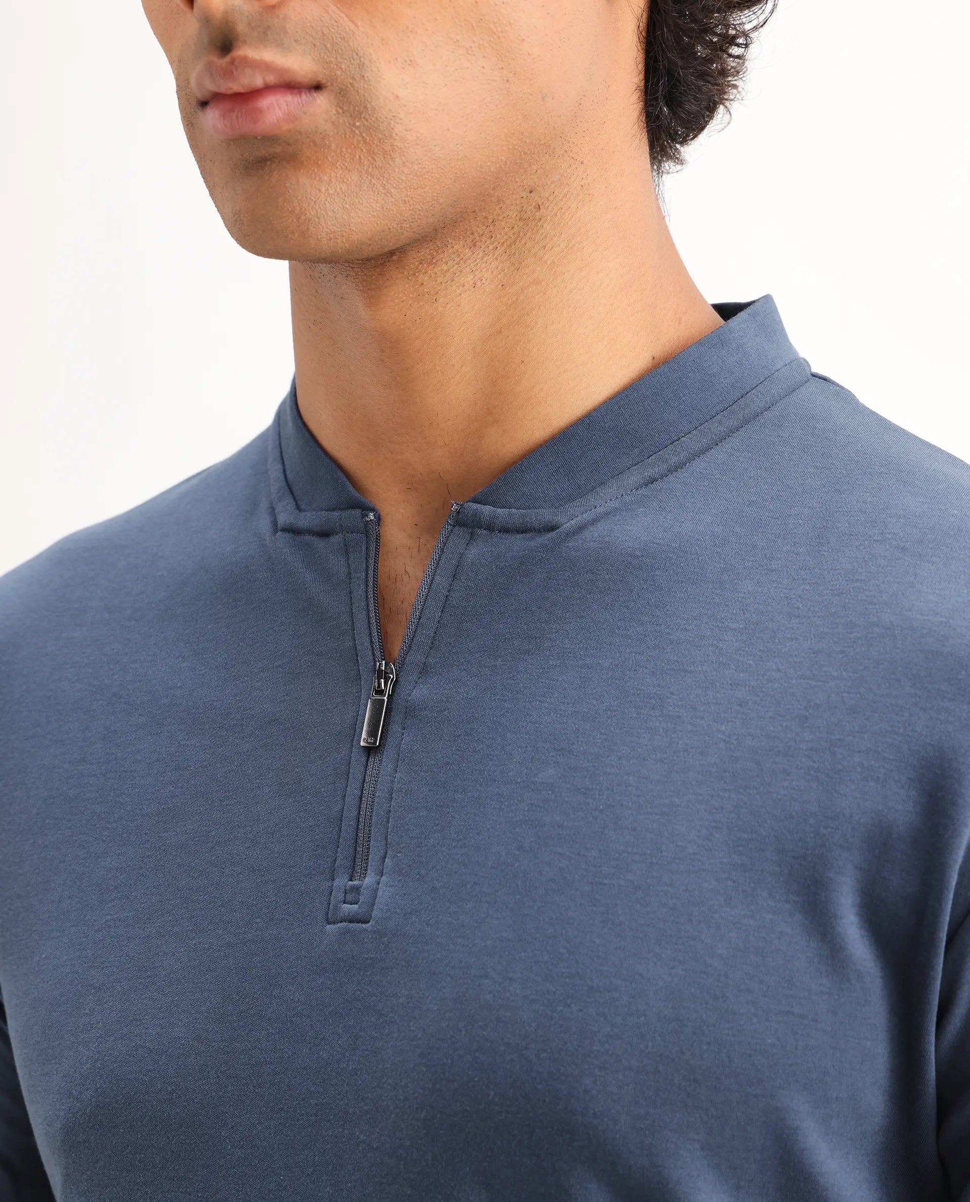 Rare Rabbit Men's Temper Dark Blue Cotton Plain Regular Fit Half Sleeve Polo