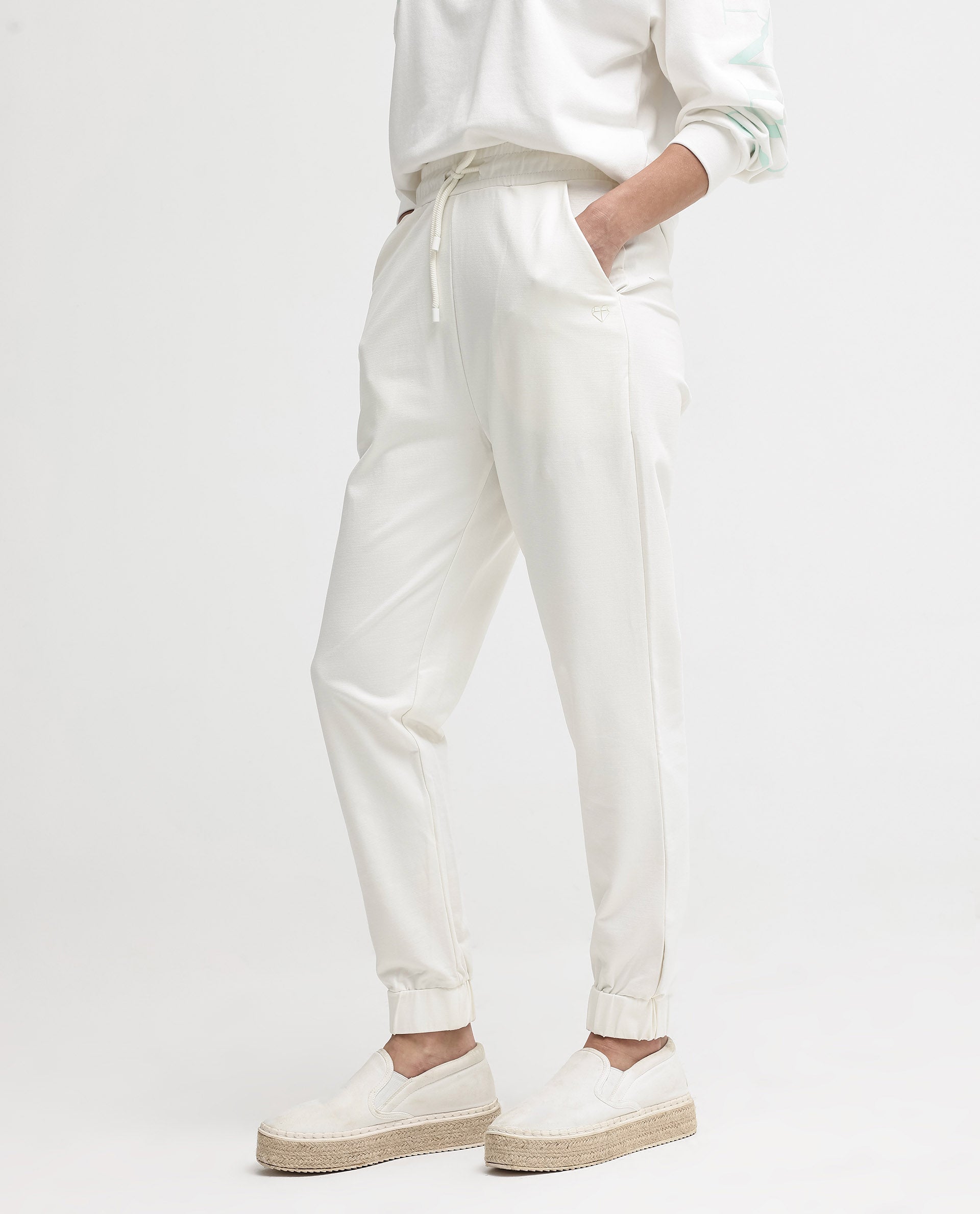 Rareism Womens Terac Off White Track Pant Solid