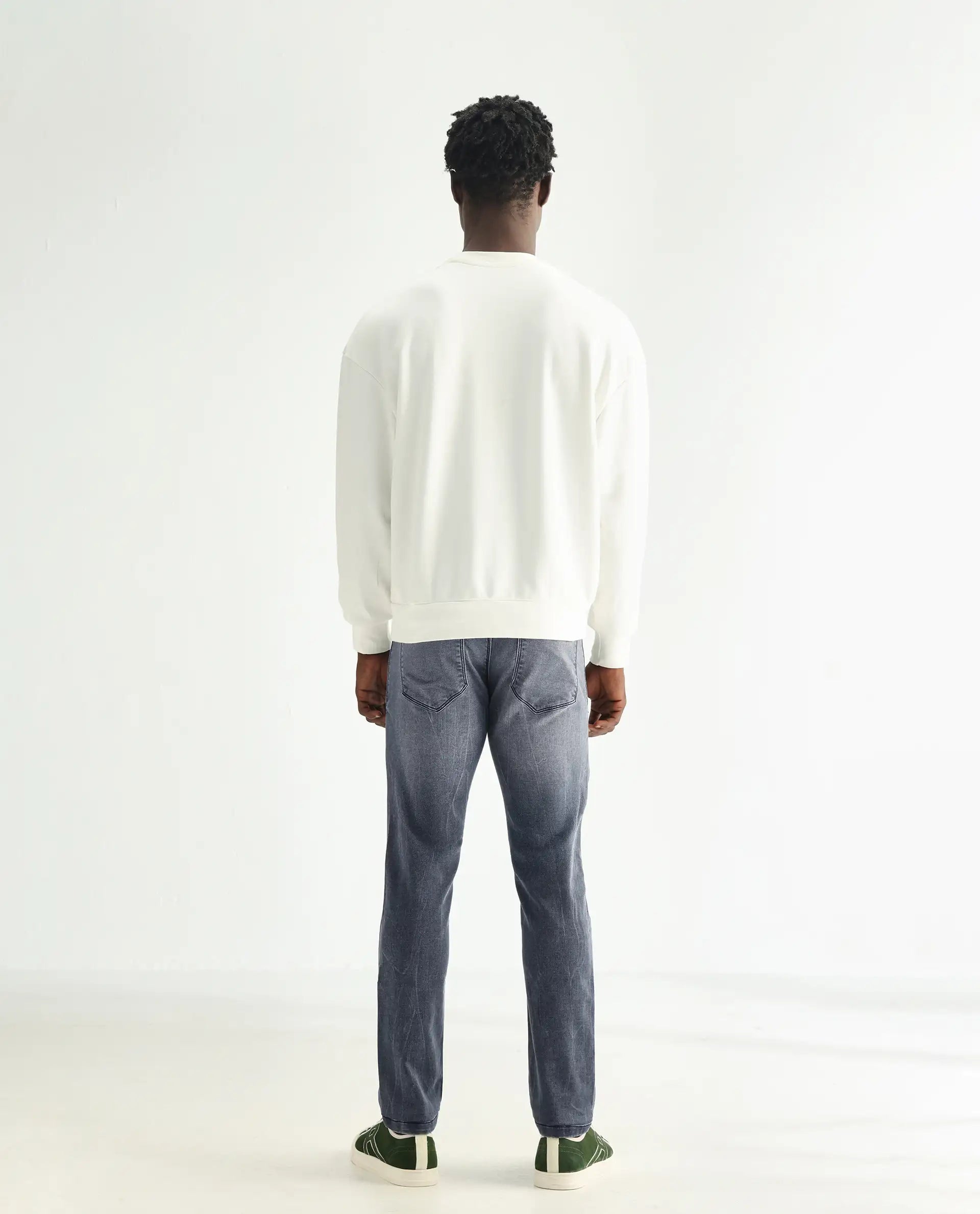 Rare Rabbit Men's Ter Navy Cotton Plain Hawk Slim Fit Jeans