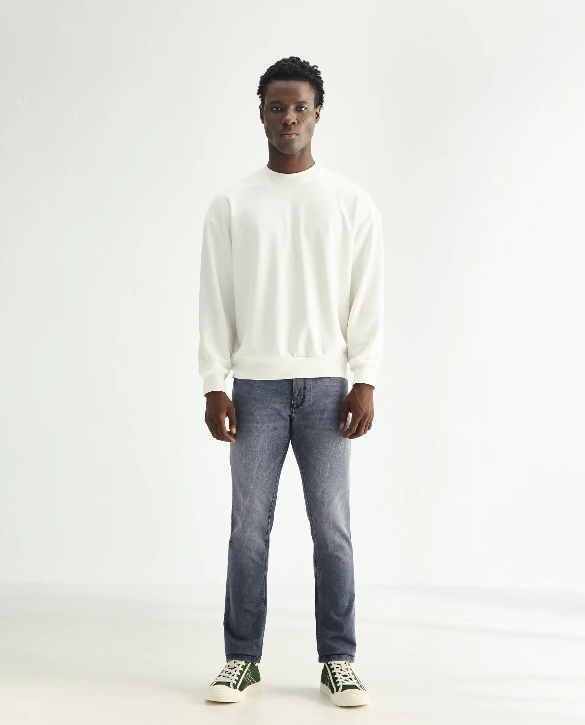 Rare Rabbit Men's Ter Navy Cotton Plain Hawk Slim Fit Jeans