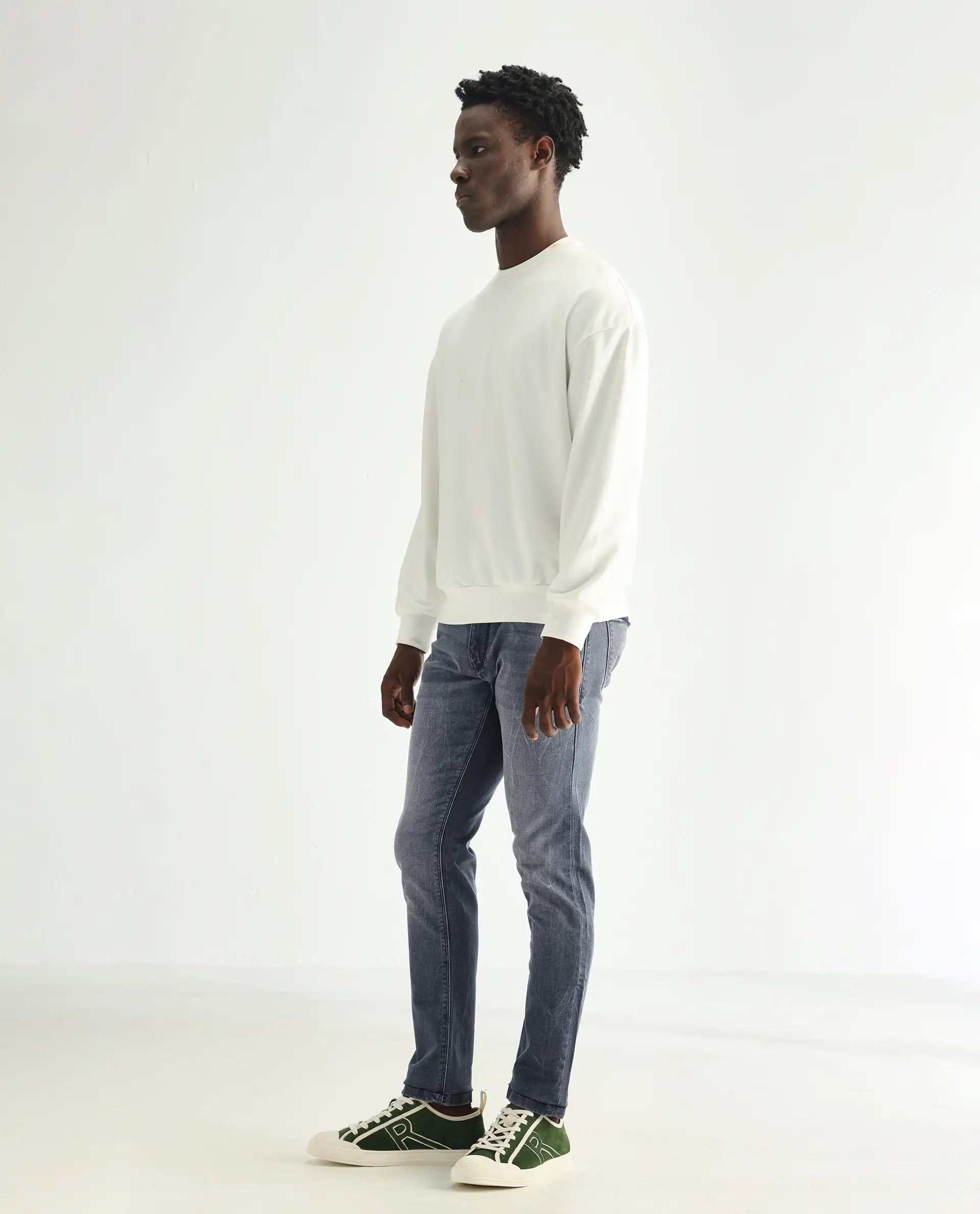 Rare Rabbit Men's Ter Navy Cotton Plain Hawk Slim Fit Jeans