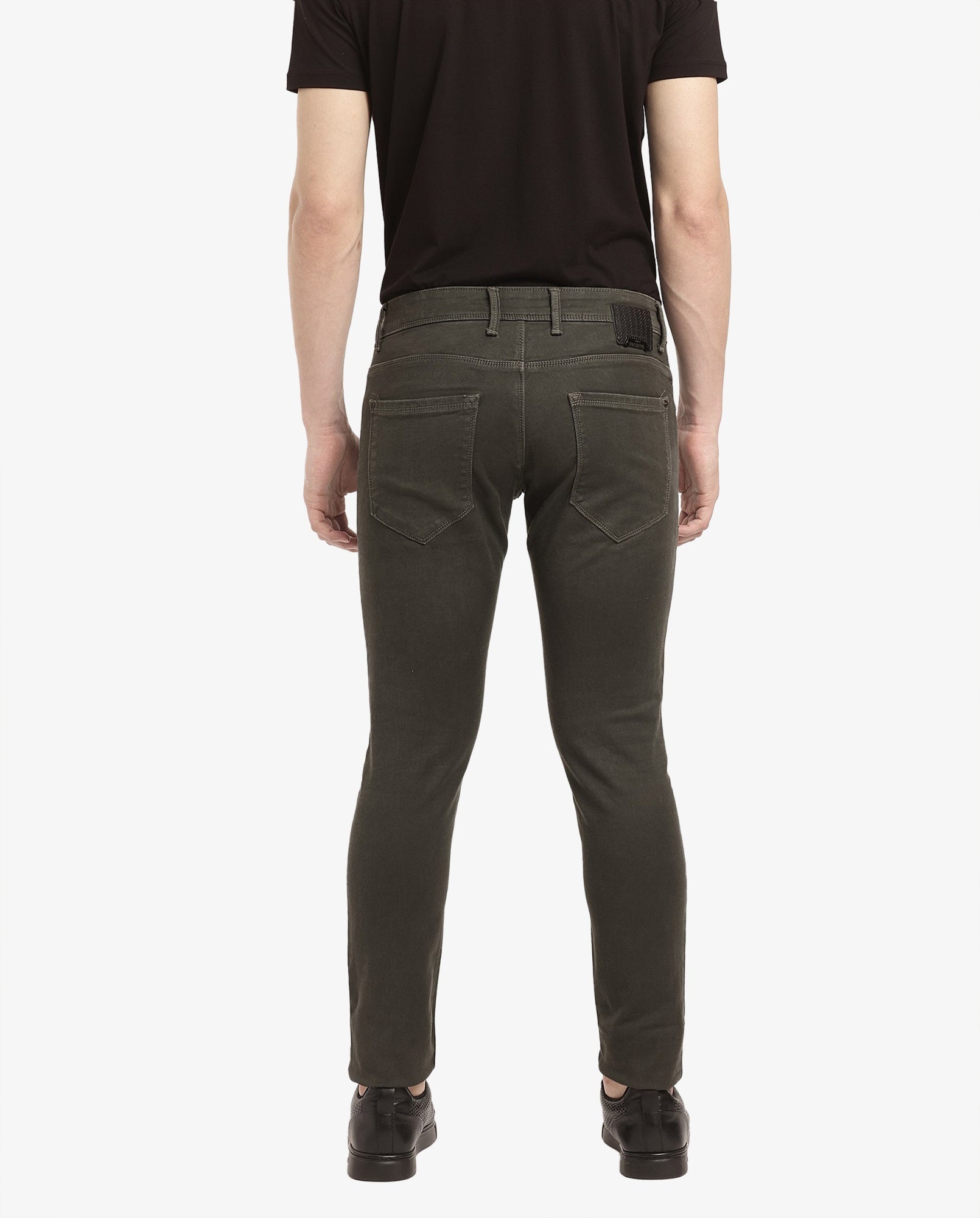 Rare Rabbit Men's Terra Olive Button & Zip Closure Slim Fit Jeans