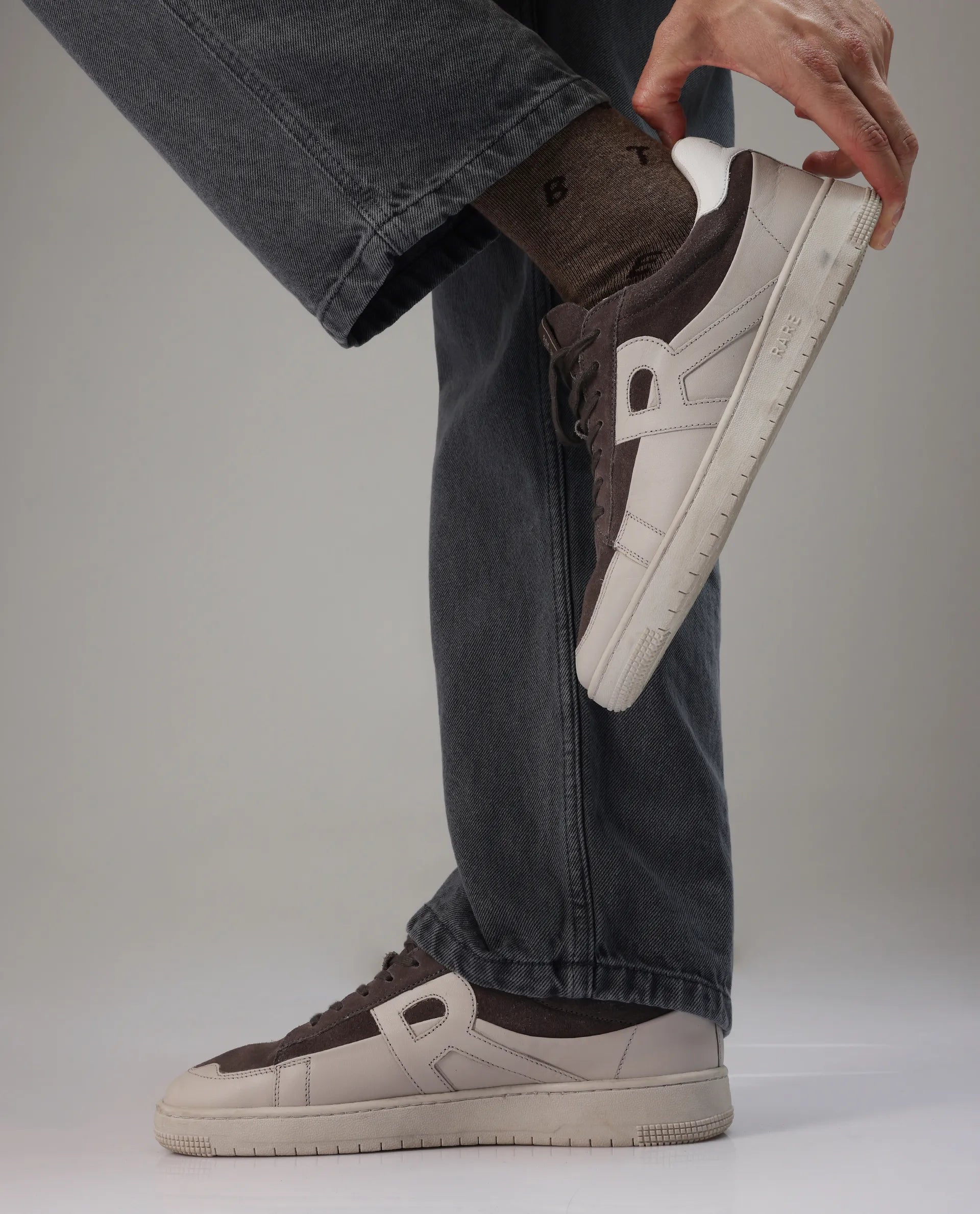 Rare Rabbit Men Terra Taupe Genuine Leather and Suede Upper Low-Top Multi Color Lace-Up Shoes