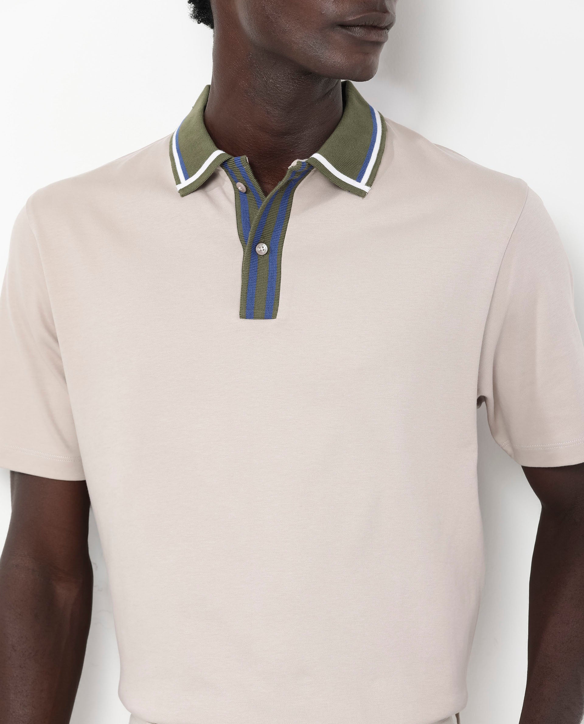 Rare Rabbit Men's Territ Beige Short Sleeve Collared Neck Regular Fit Plain Polo T-Shirt