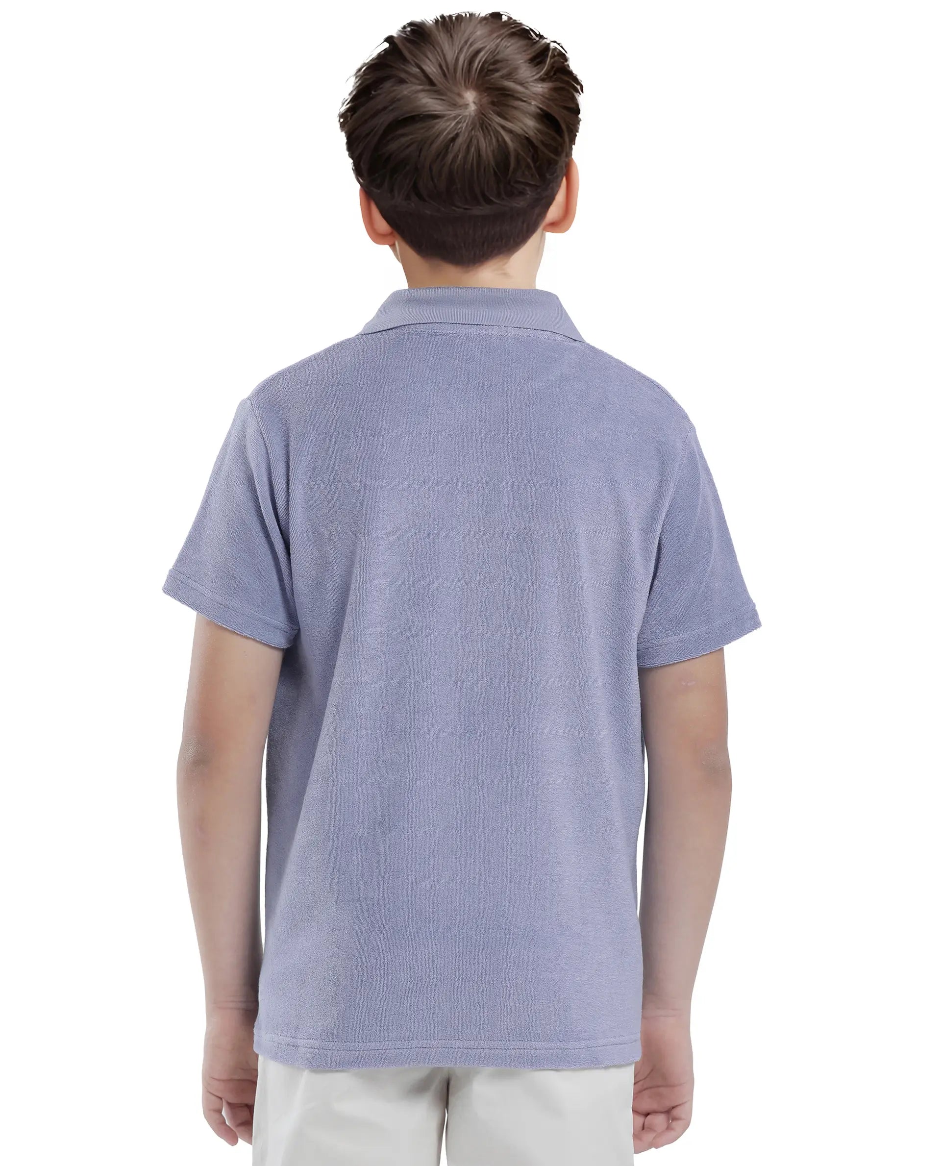 Rare Ones Kids Terry Pastel Purple Cotton Poly Short Sleeve Polo Neck Applique Polo