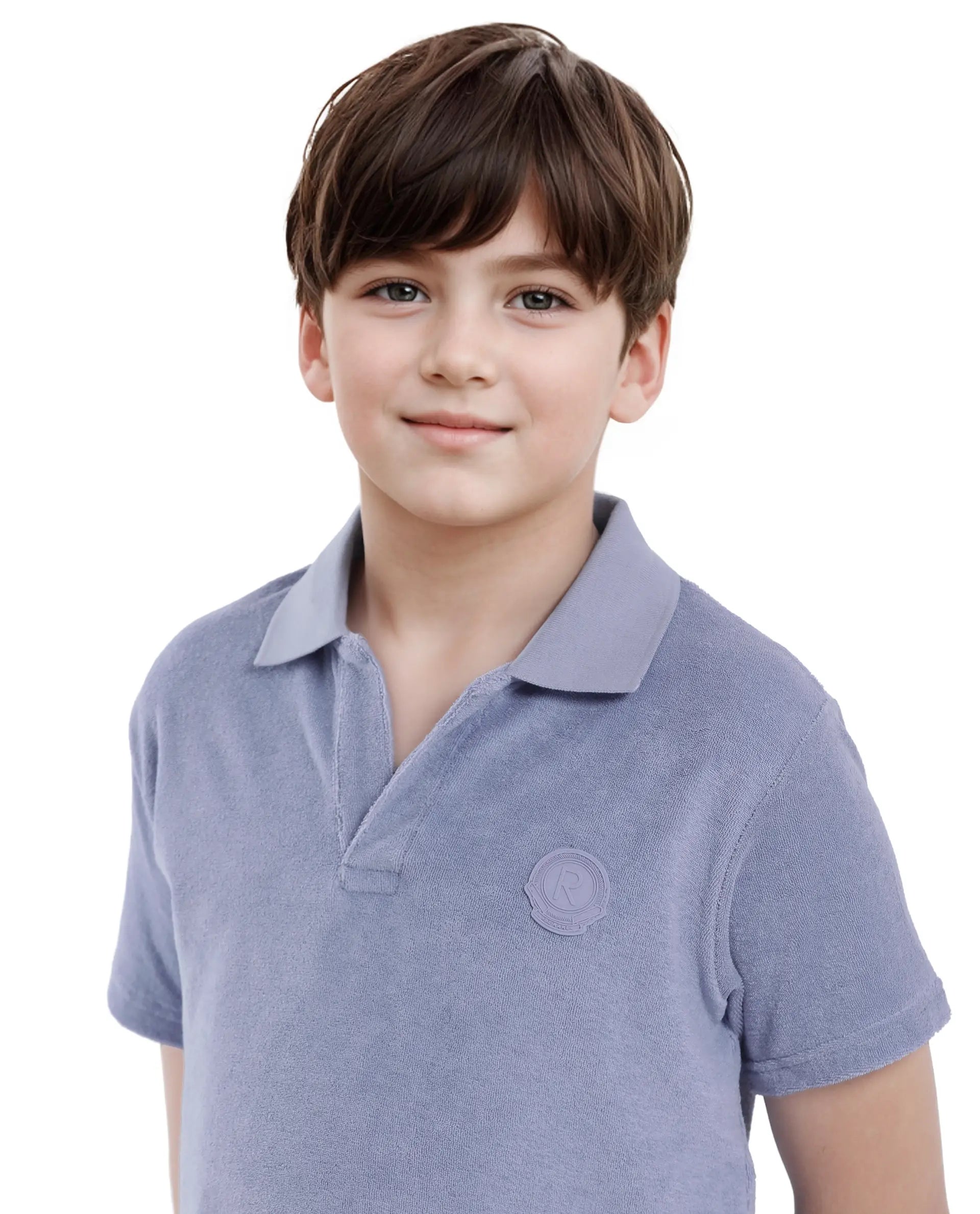 Rare Ones Kids Terry Pastel Purple Cotton Poly Short Sleeve Polo Neck Applique Polo