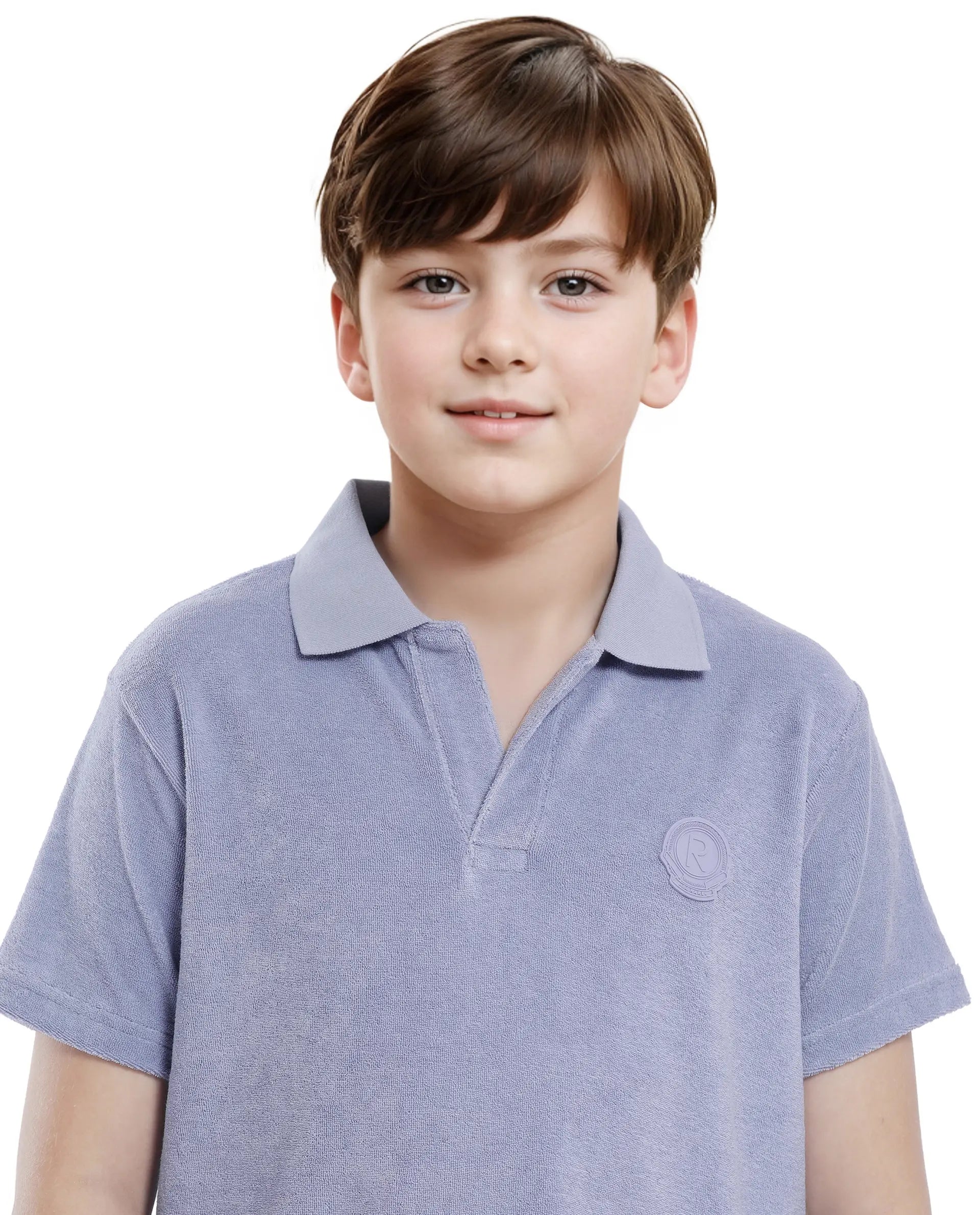 Rare Ones Kids Terry Pastel Purple Cotton Poly Short Sleeve Polo Neck Applique Polo