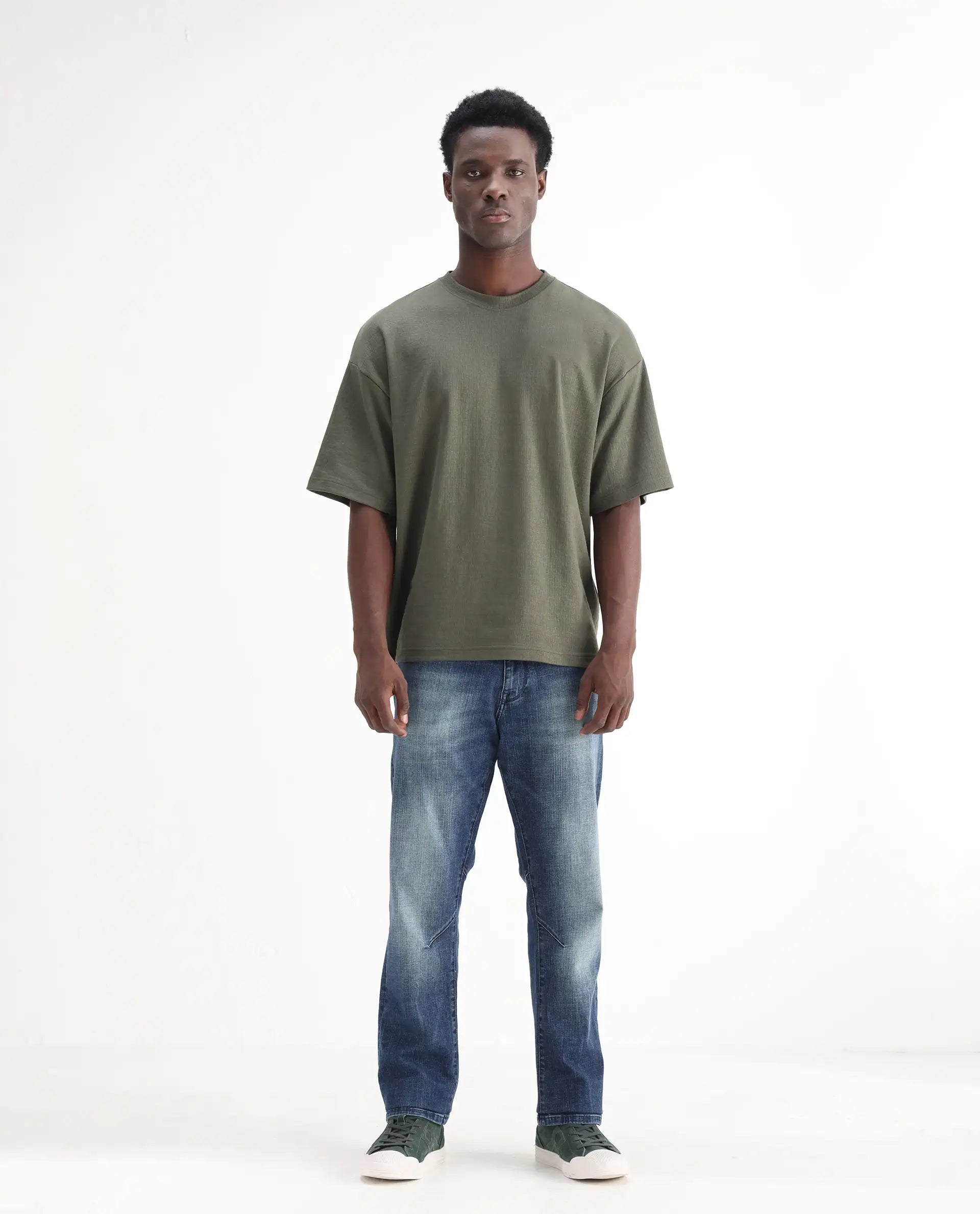 Rare Rabbit Men's Theo Light Blue Cotton Blend Plain Morris Regular Fit Jeans