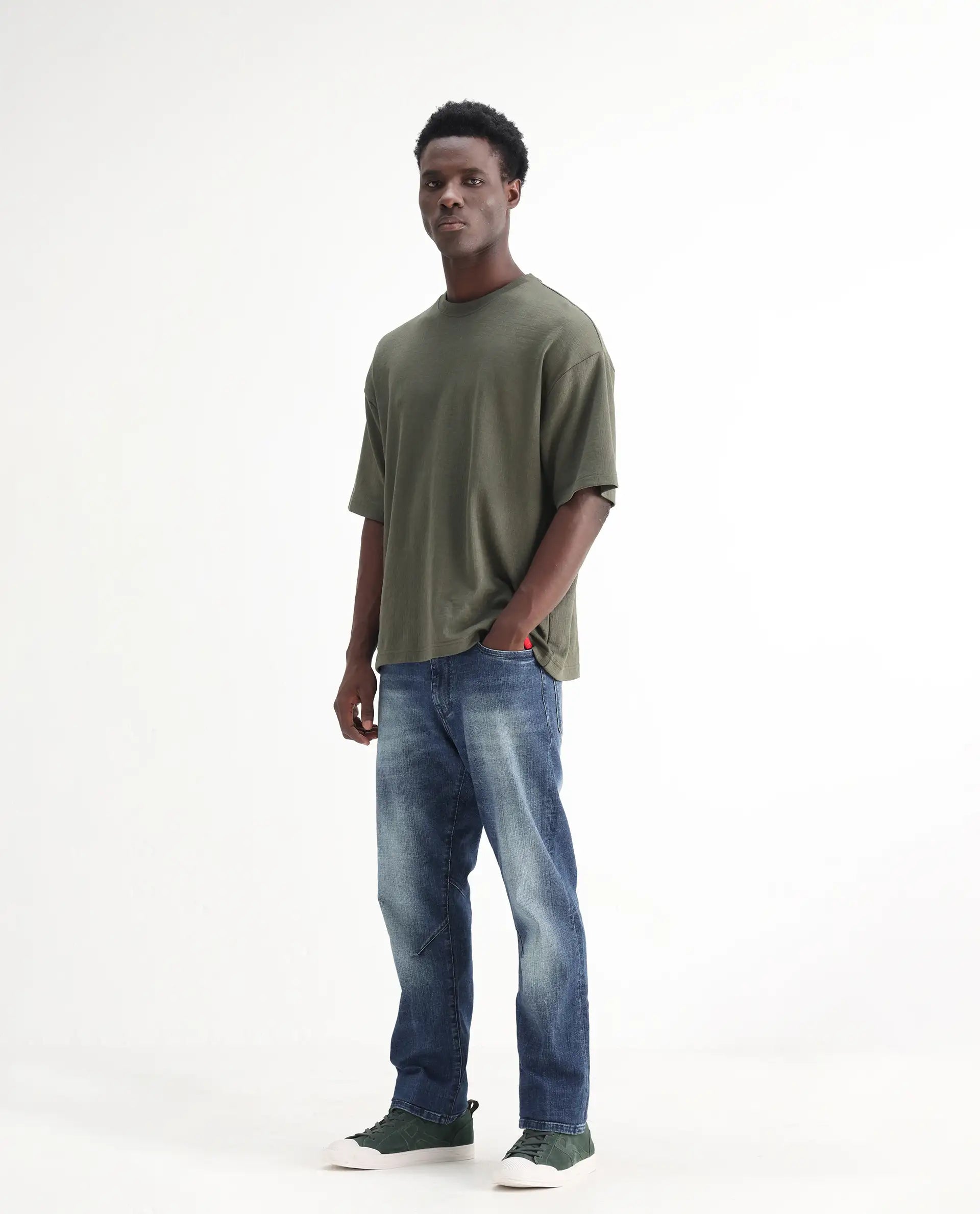 Rare Rabbit Men's Theo Light Blue Cotton Blend Plain Morris Regular Fit Jeans