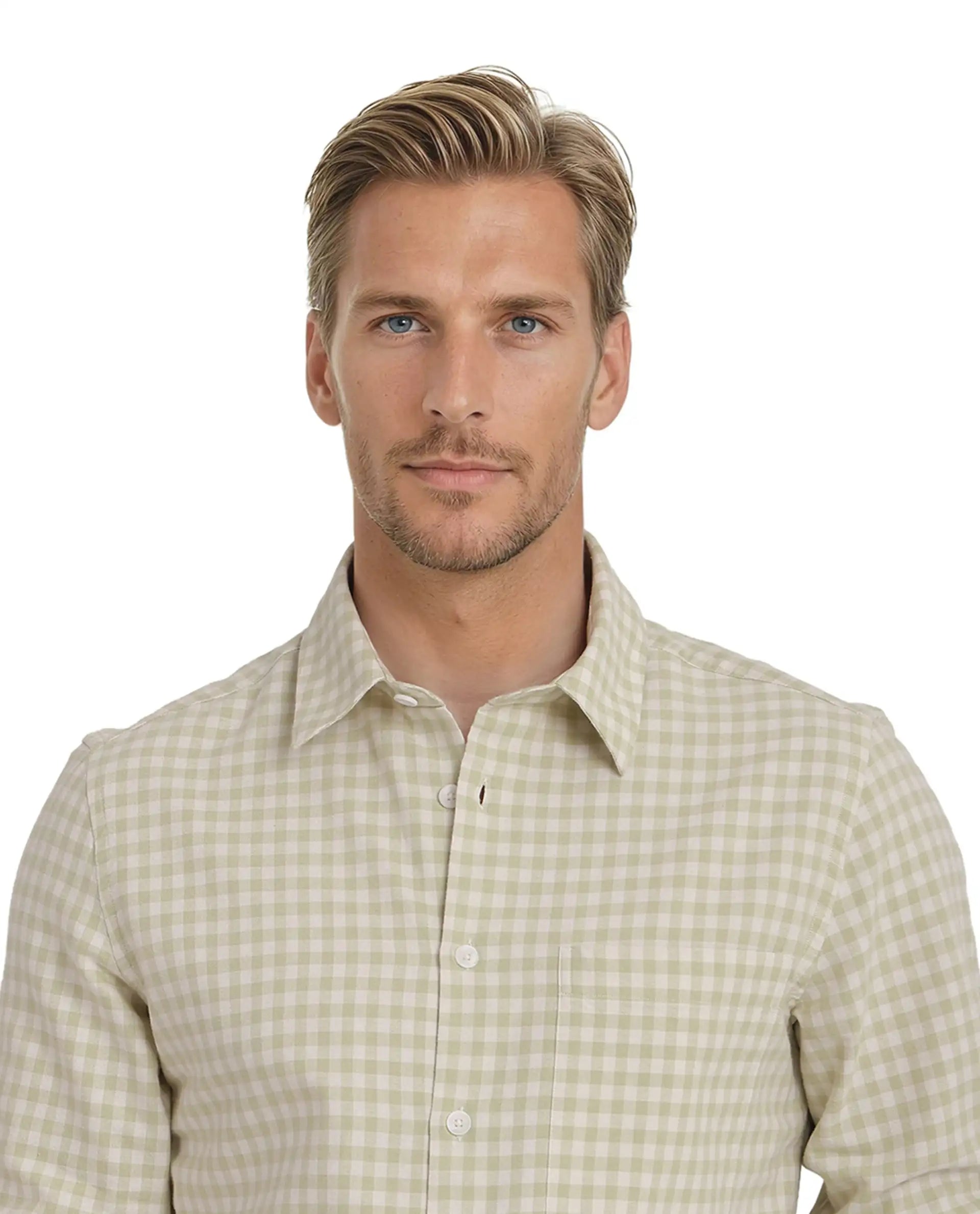 Rare Rabbit Men's Tickog Pastel Green Cotton Fabric Full Sleeve Regular Collared Button Closure Gingham Check Print Shirt