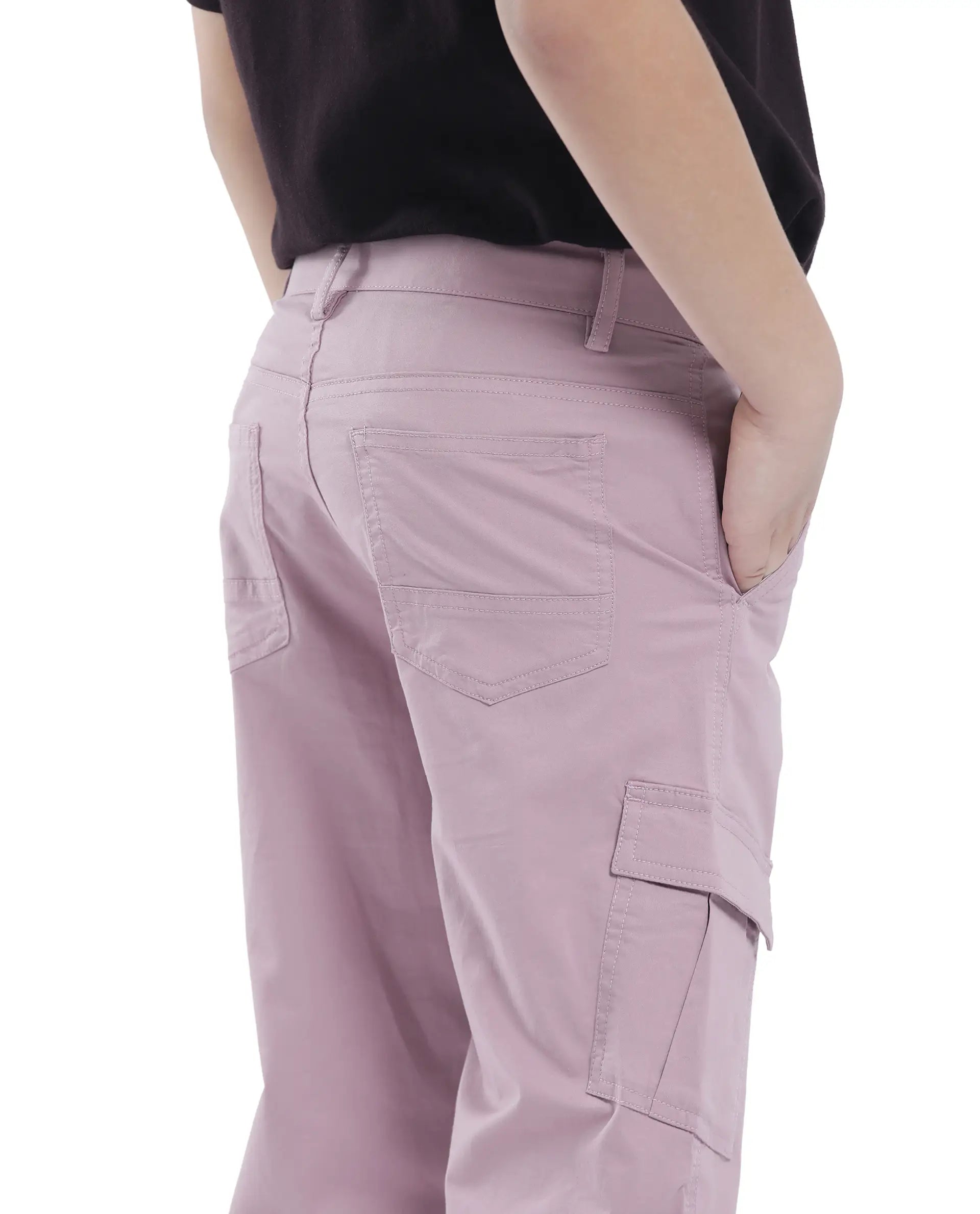 Rare Ones Kids Tilt Dusky Purple Cotton Button And Zip Plain Regular Fit Trouser