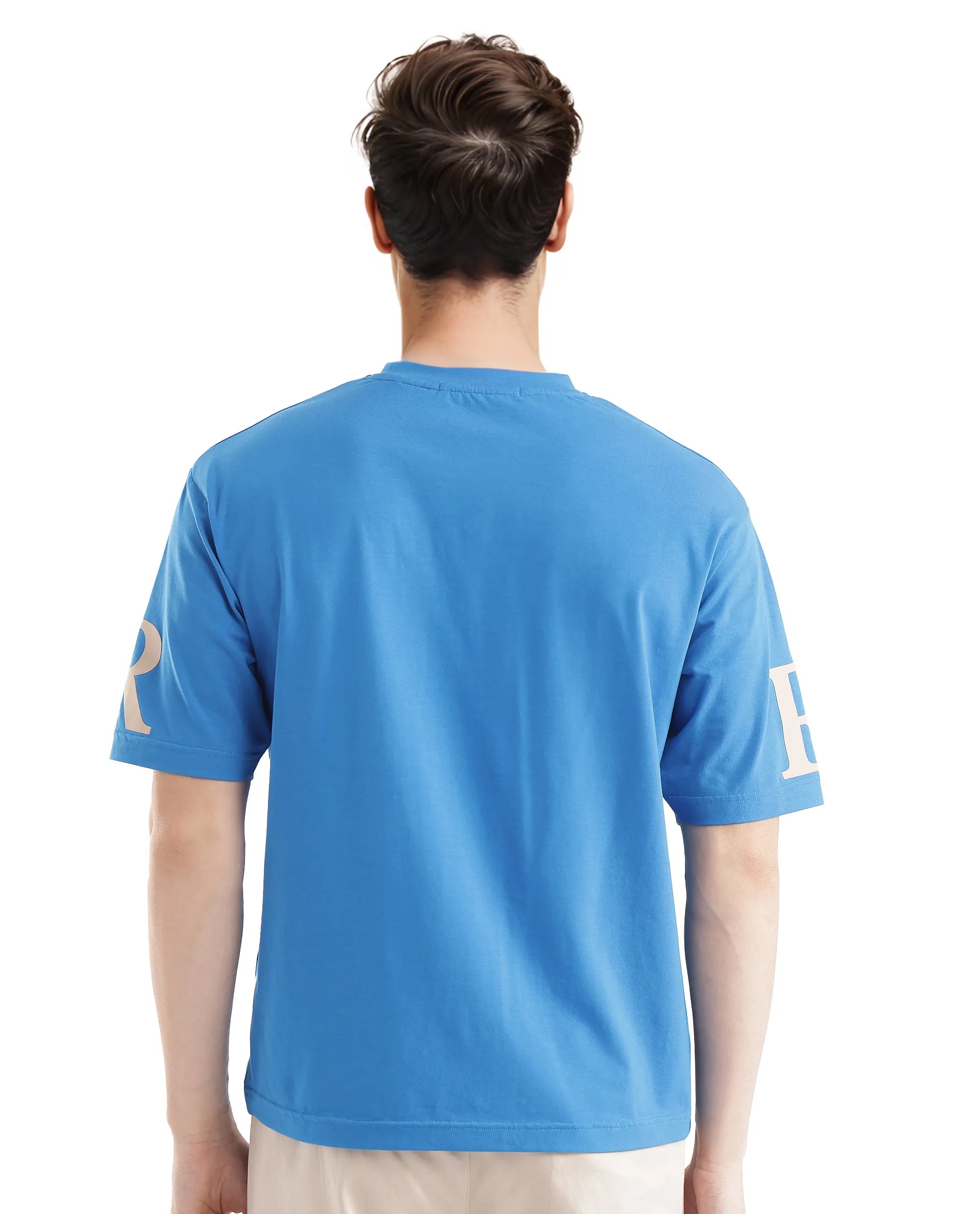 Rare Rabbit Men Tin Dark Blue Short Sleeves Crew Neck Digital Print T-Shirt