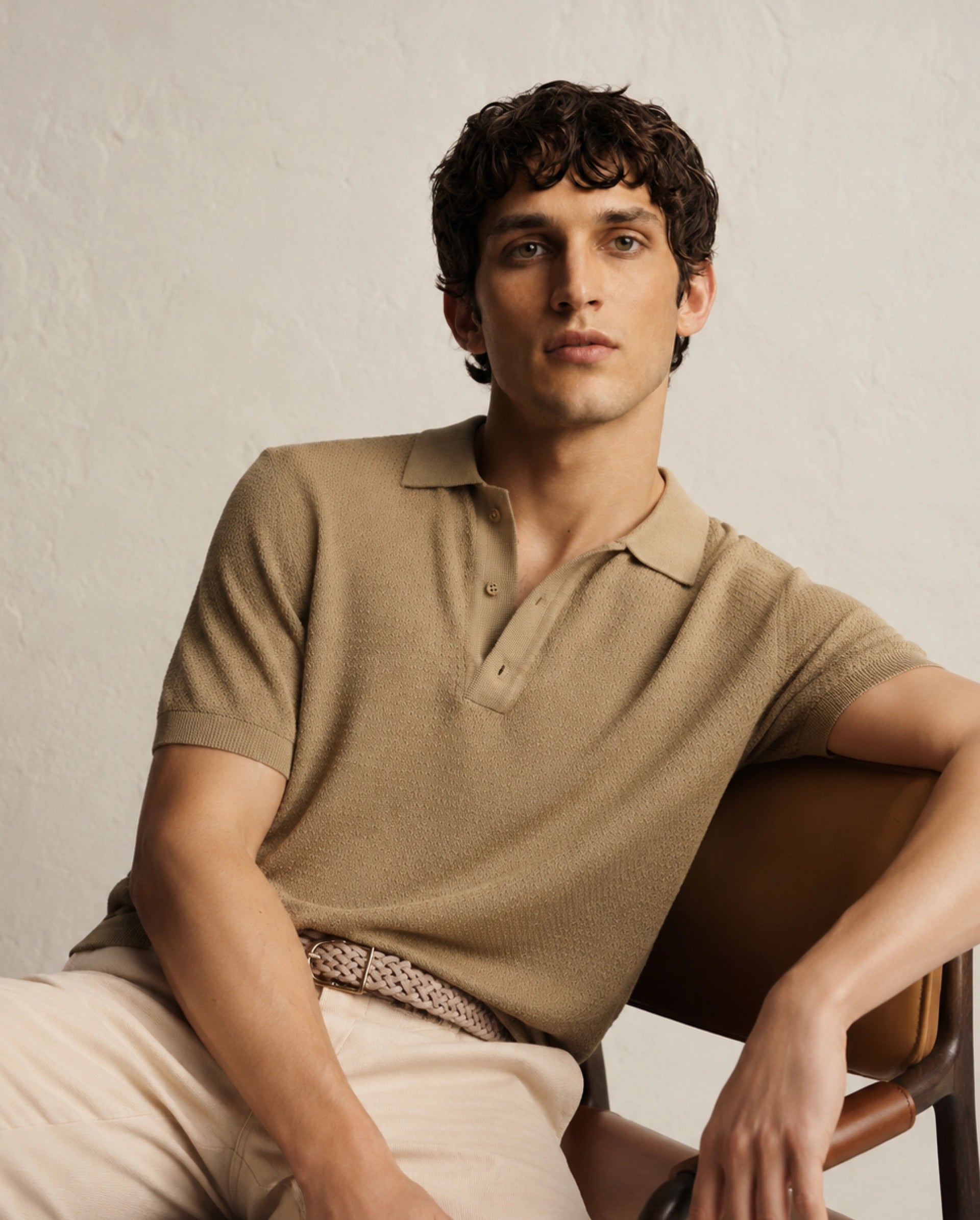 Rare Rabbit Men's Tine Mustard Cotton Regular Short Sleeves Polo Textured Shirt