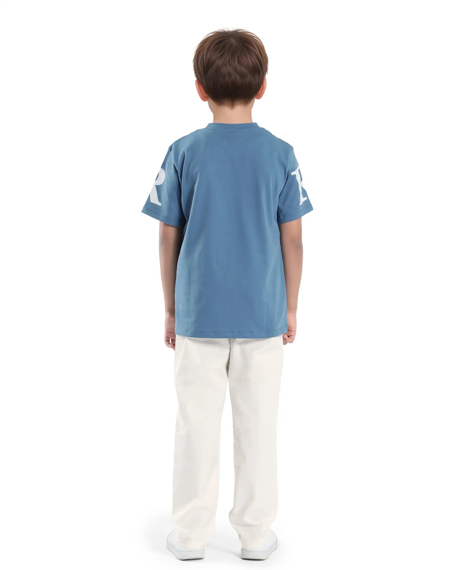 Rare Ones Kids Tilt Off White Cotton Plain Button And Zip Closure Regular Fit Trouser