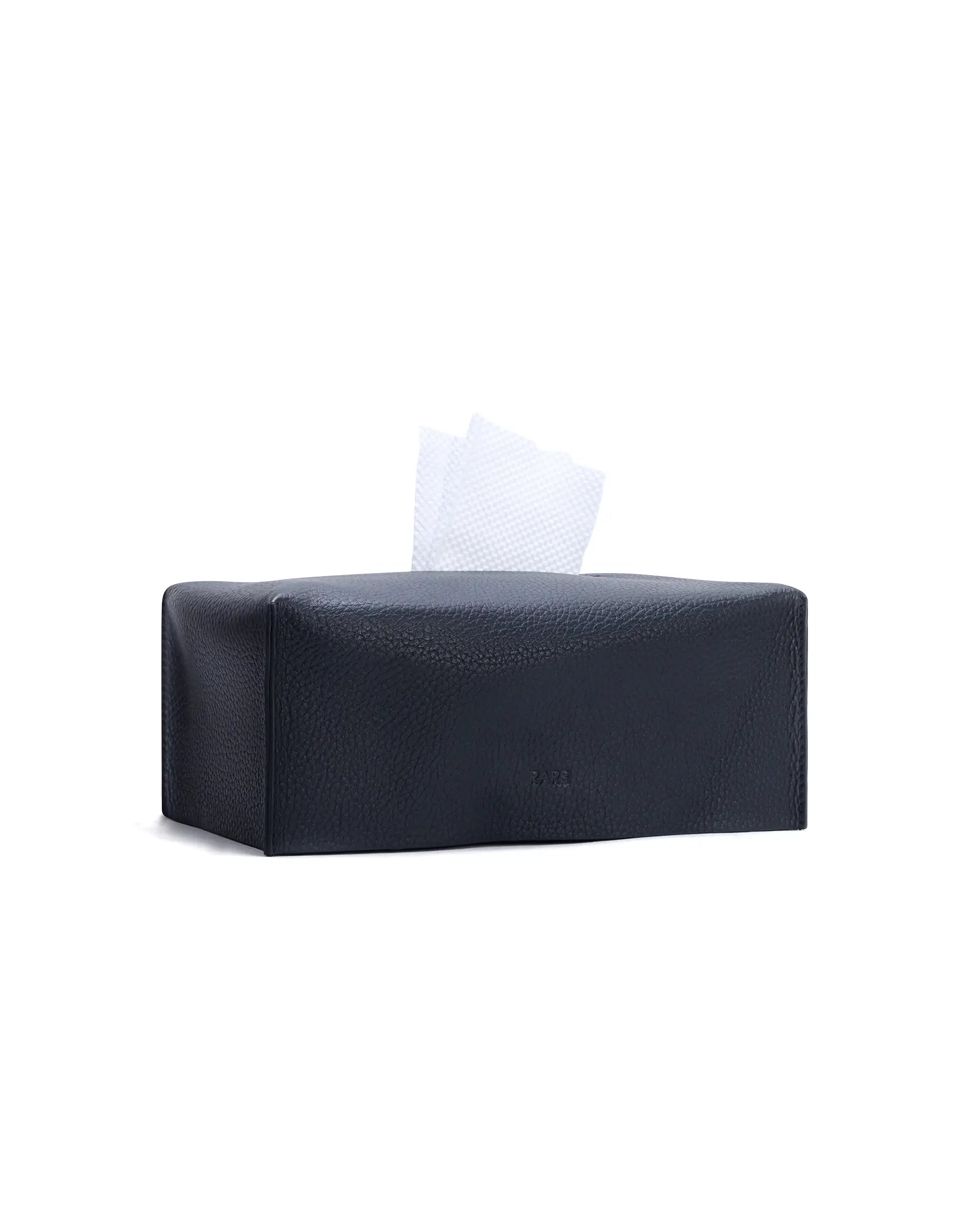 Rare Rabbit Men's Tisboc Black Leather Tissue Box