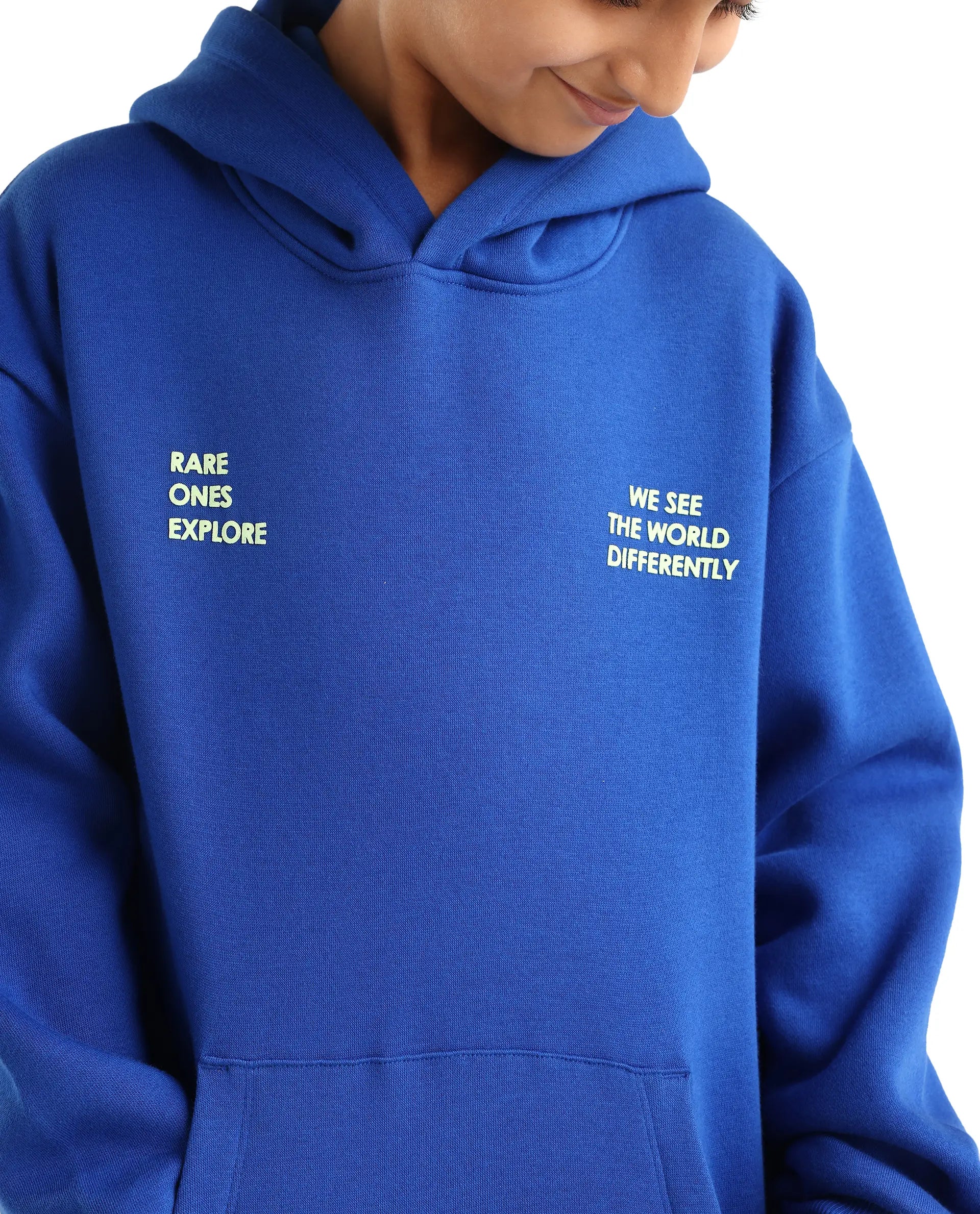 Rare Ones Kids Tito Dark Blue Cotton Blend Pull-On Closure Hd Print Full Sleeves Oversized Sweatshirt