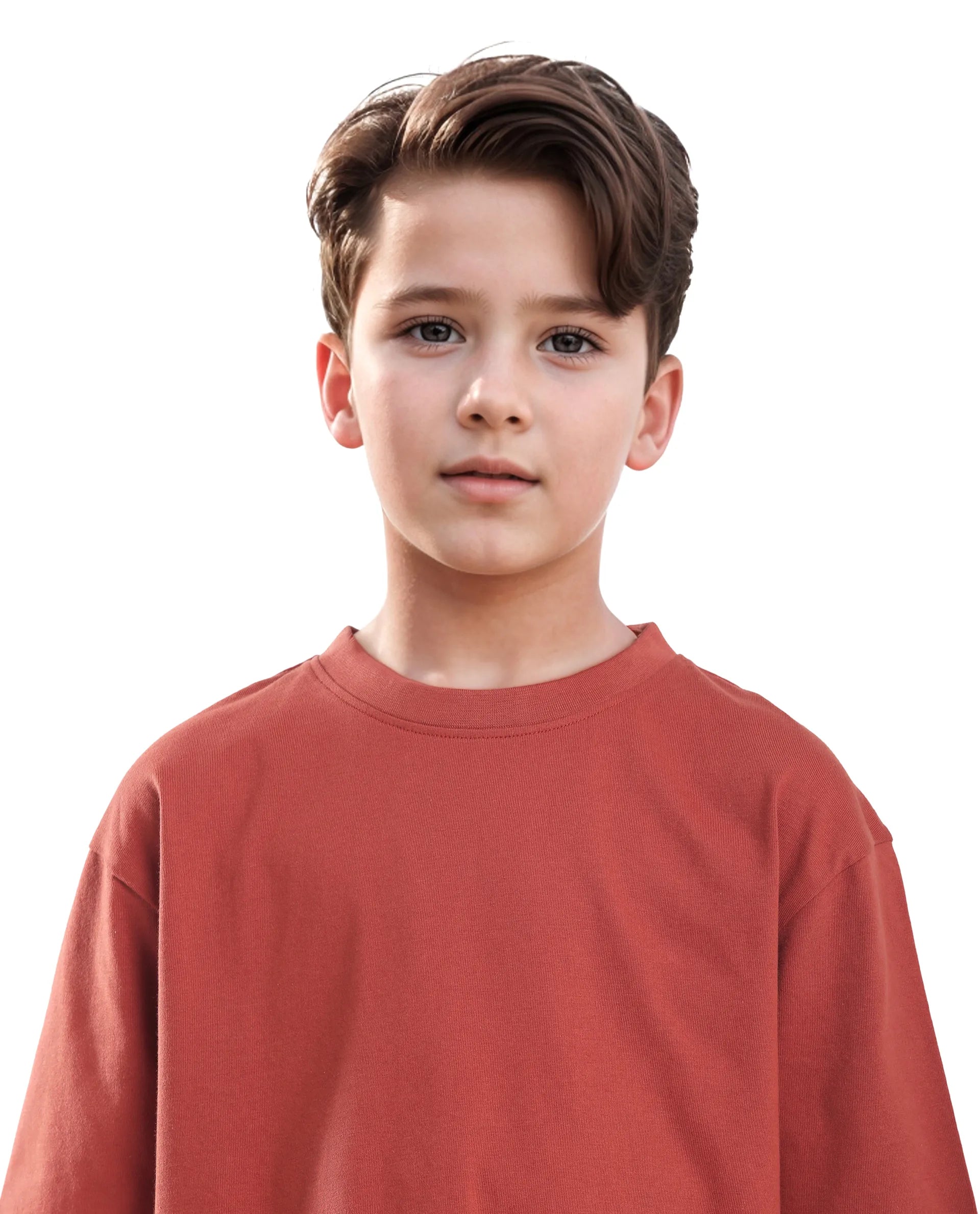 Rare Ones Kids Tiy Rust Cotton Graphic Print Slip-On Oversized Fit T-Shirt