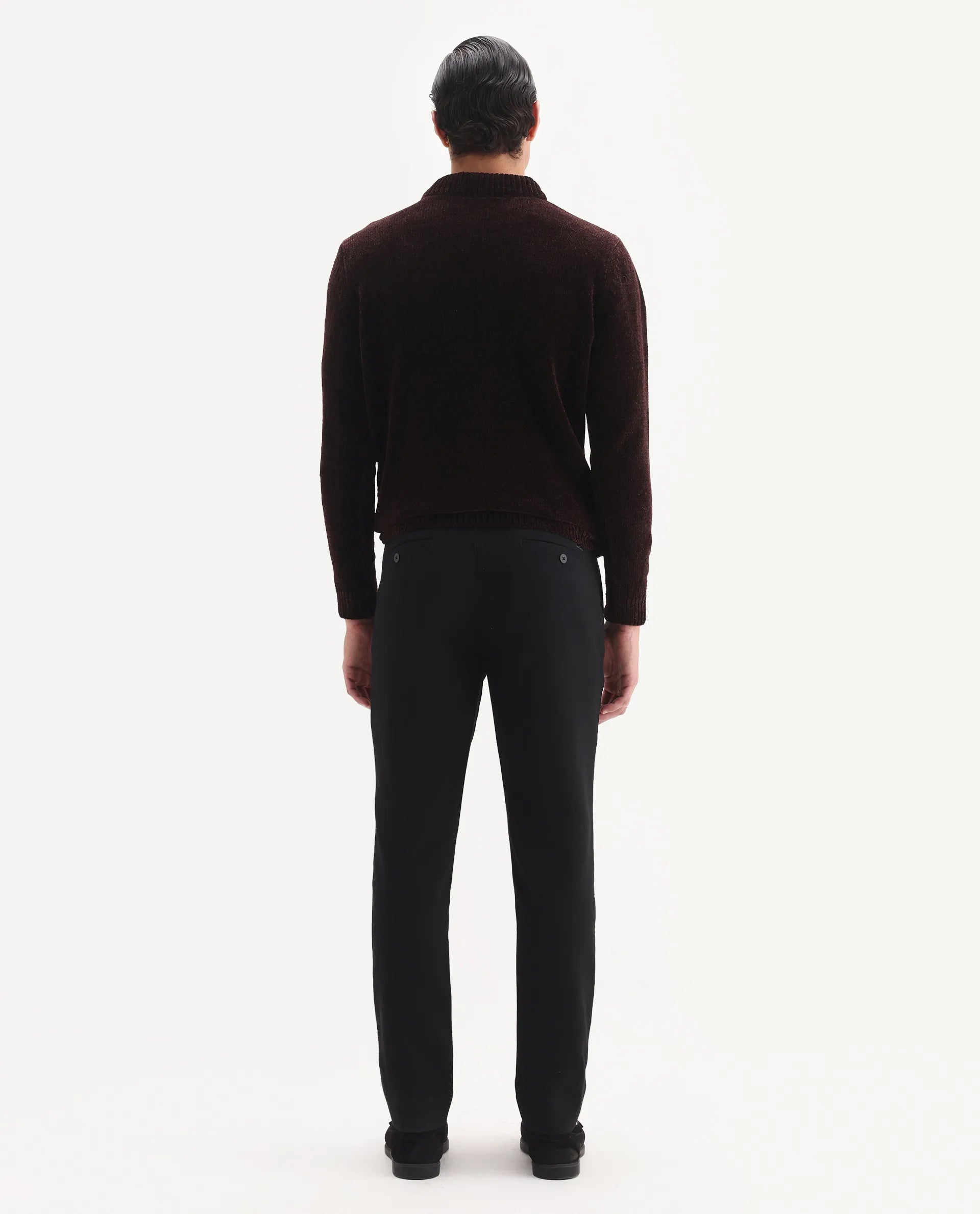 Rare Rabbit Men Tock Black Polyester Fabric Drawstring Closure Plain Trouser