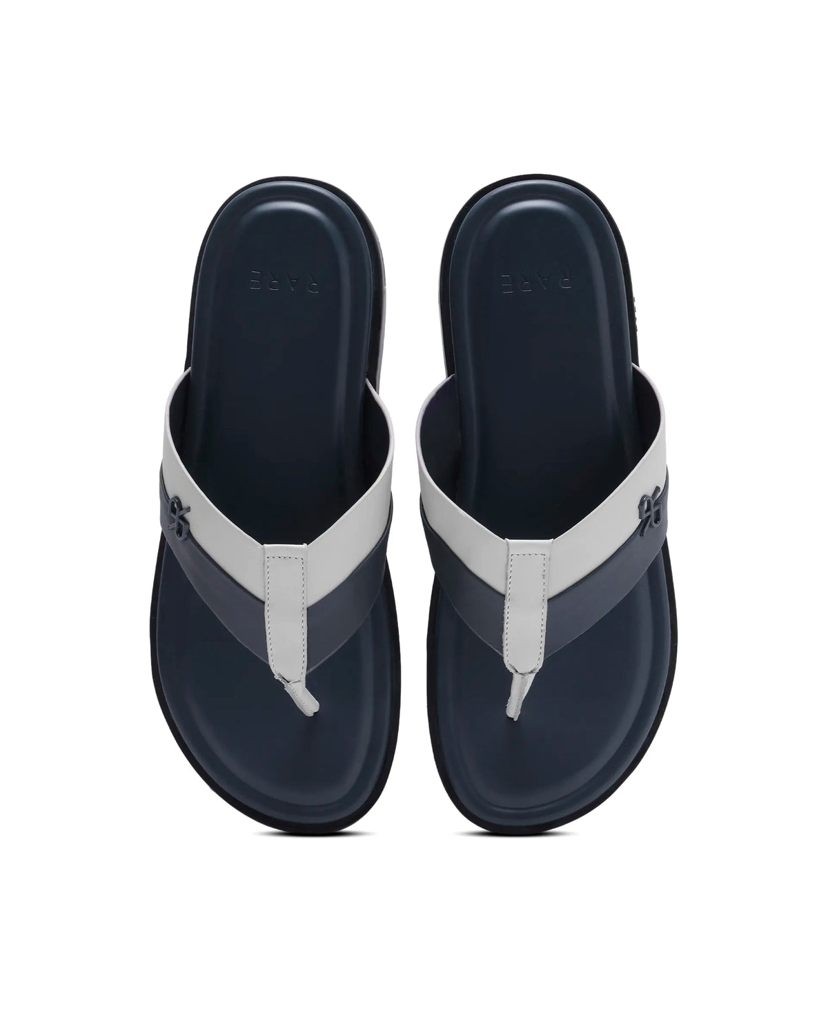 Rarez Men's Tong2 Light Powder Mouse/Navy Leather Regular Sandal