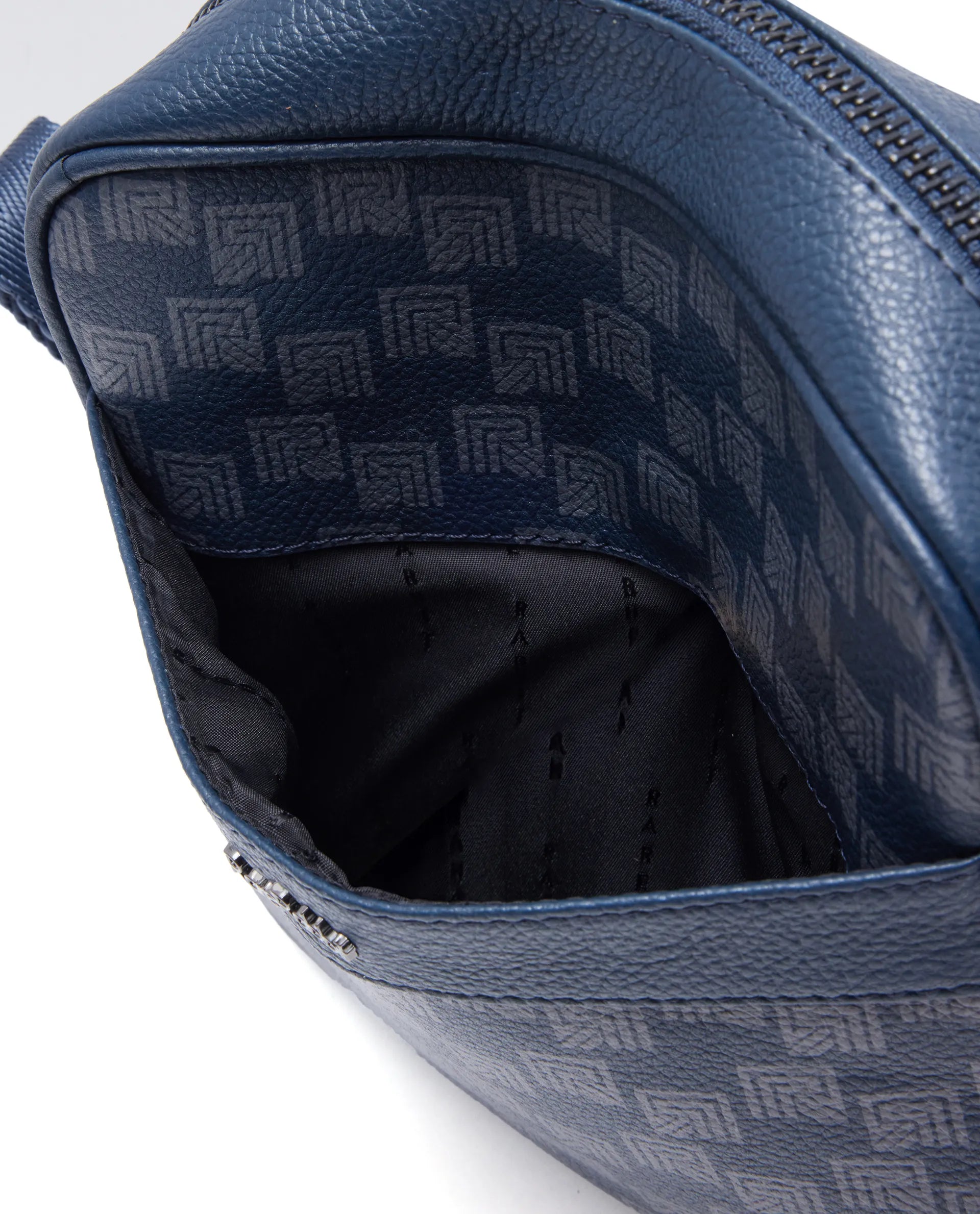 Rare Rabbit Men's Trav Blue Monogram Print Crossbody Bag