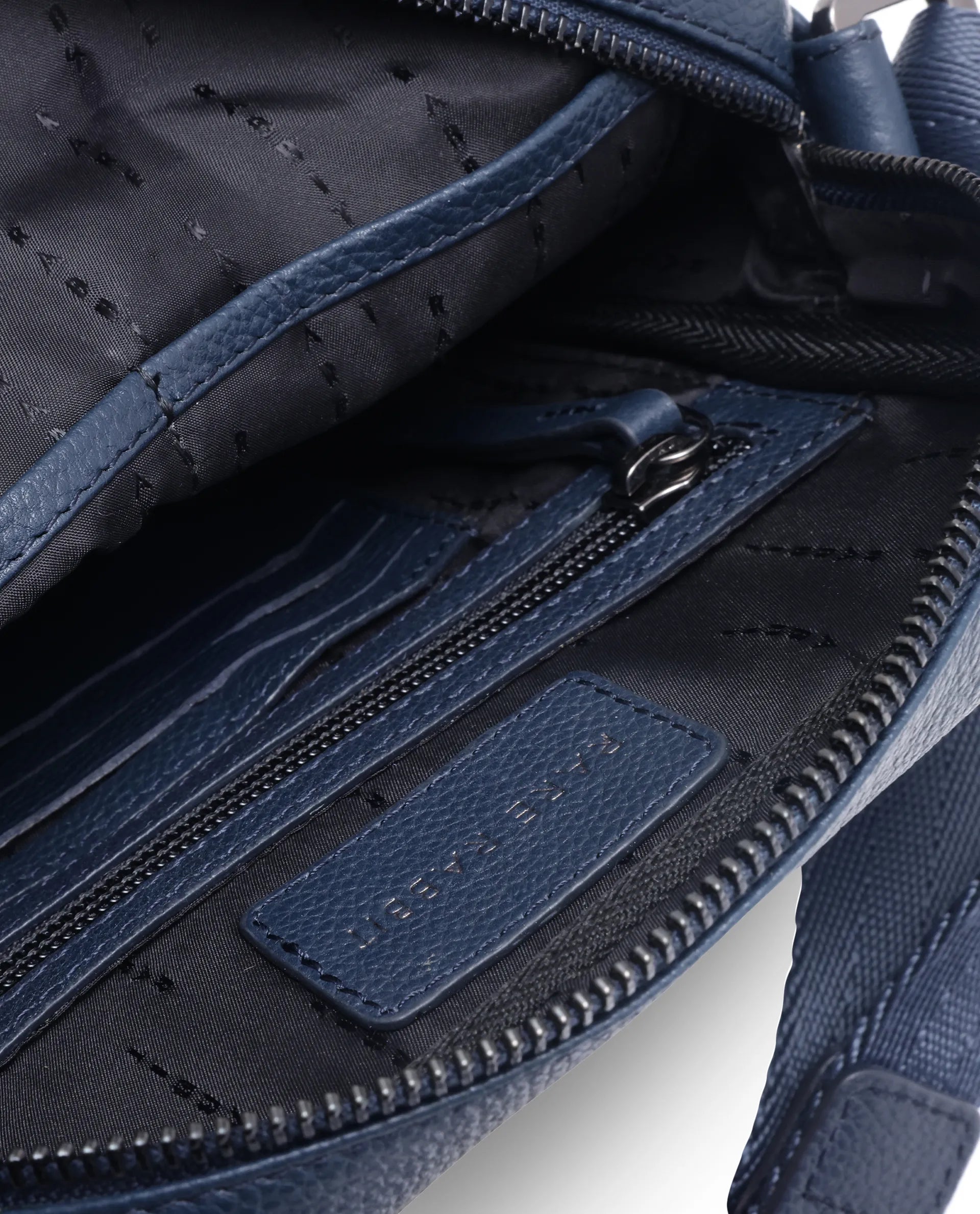 Rare Rabbit Men's Trav Blue Monogram Print Crossbody Bag