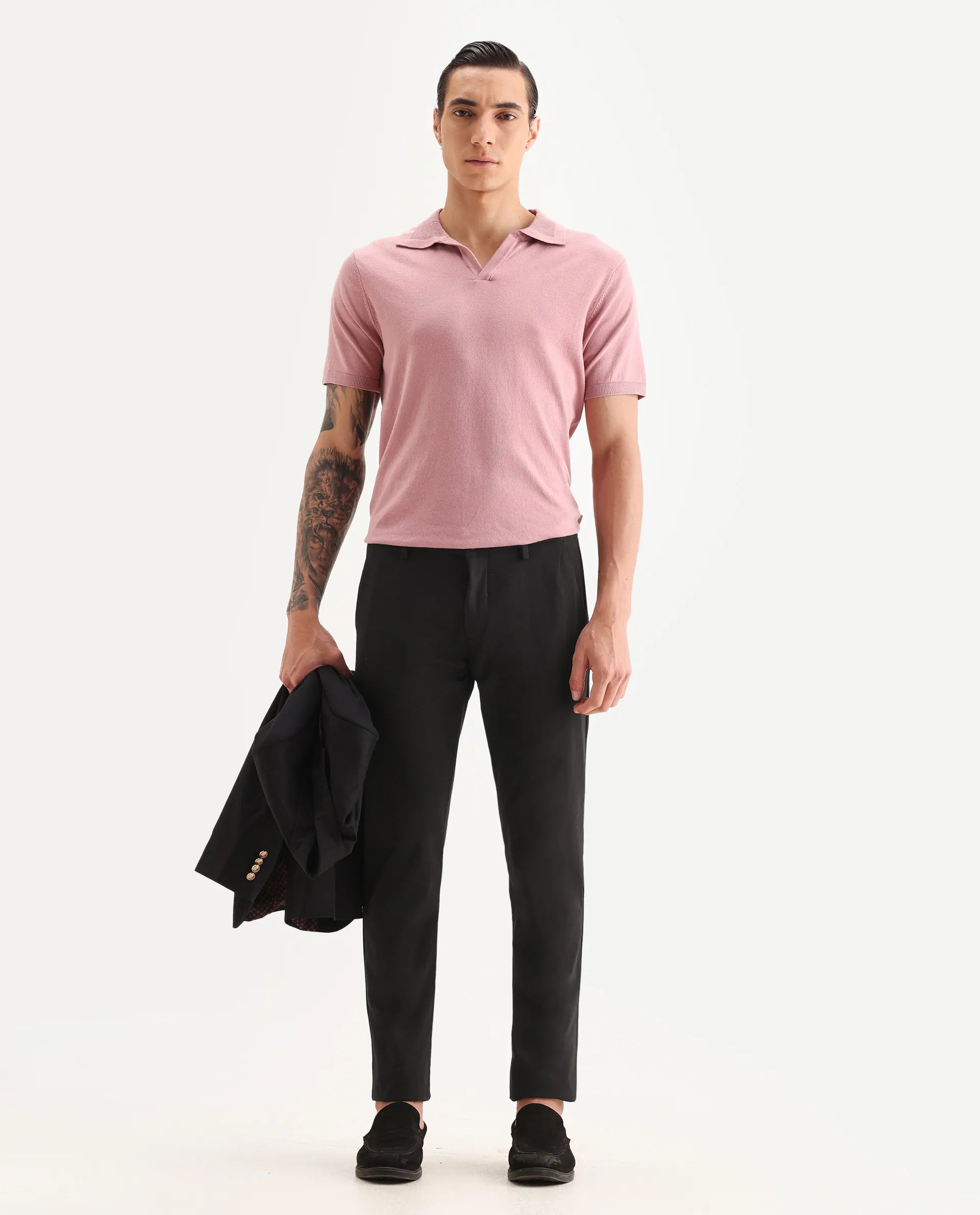 Rare Rabbit Men's Travel-22 Maroon Polyester Viscose Fabric Button & Zip Closure Slim Fit Trouser