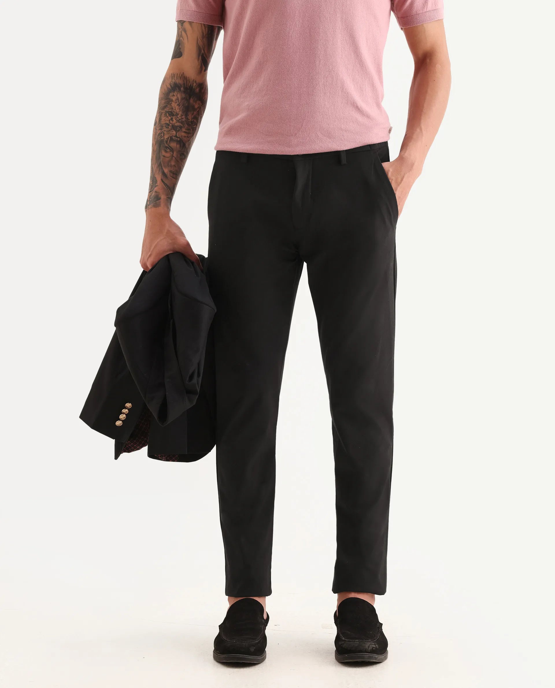 Rare Rabbit Men's Travel-22 Maroon Polyester Viscose Fabric Button & Zip Closure Slim Fit Trouser