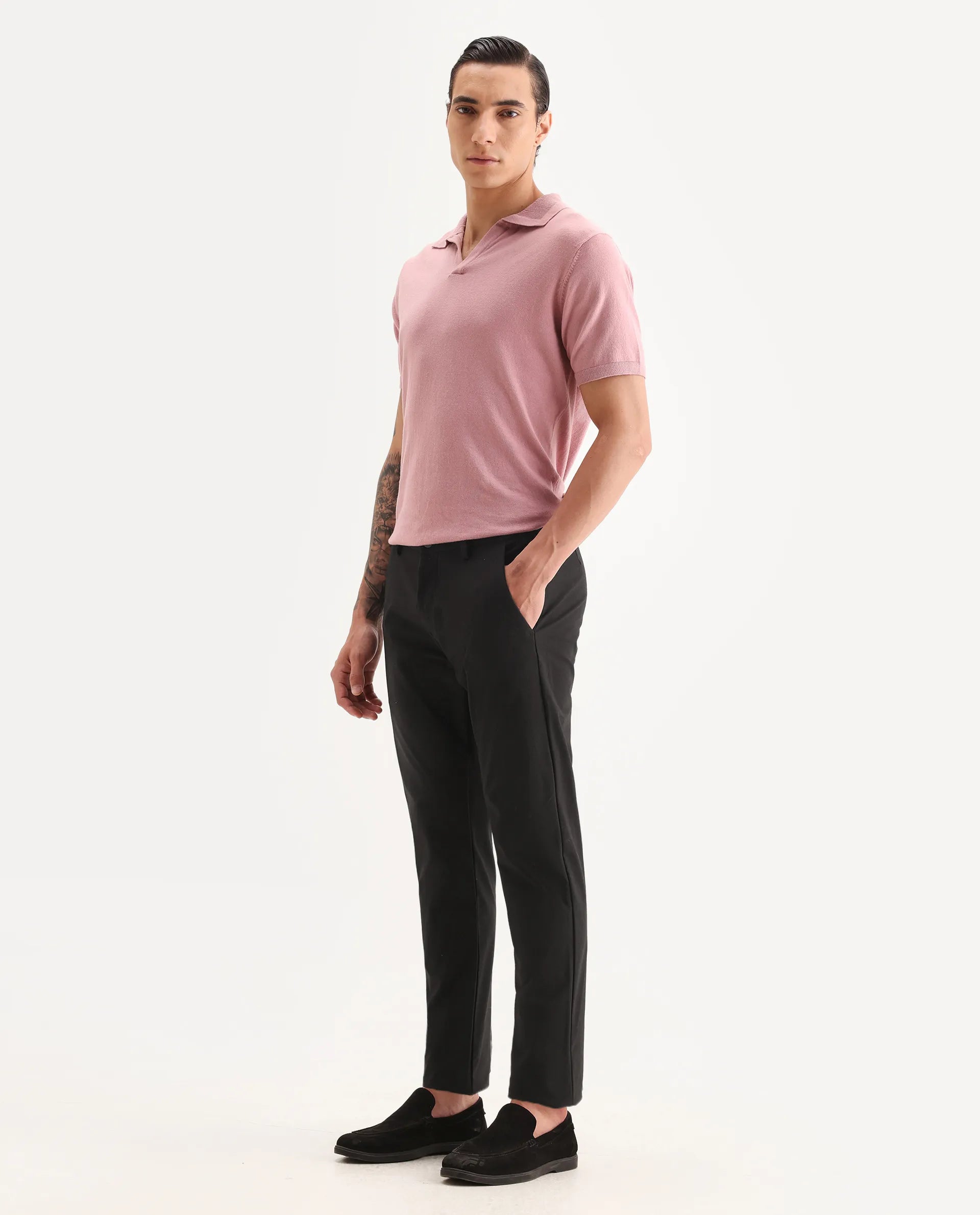 Rare Rabbit Men's Travel-22 Maroon Polyester Viscose Fabric Button & Zip Closure Slim Fit Trouser