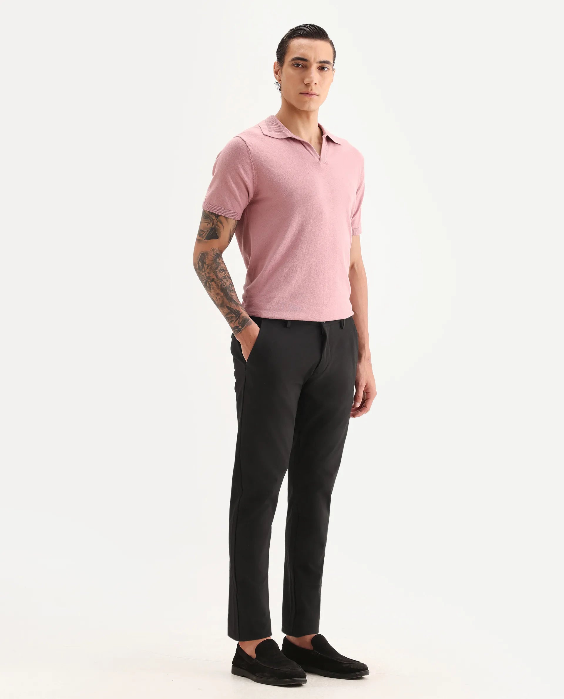 Rare Rabbit Men's Travel-22 Maroon Polyester Viscose Fabric Button & Zip Closure Slim Fit Trouser