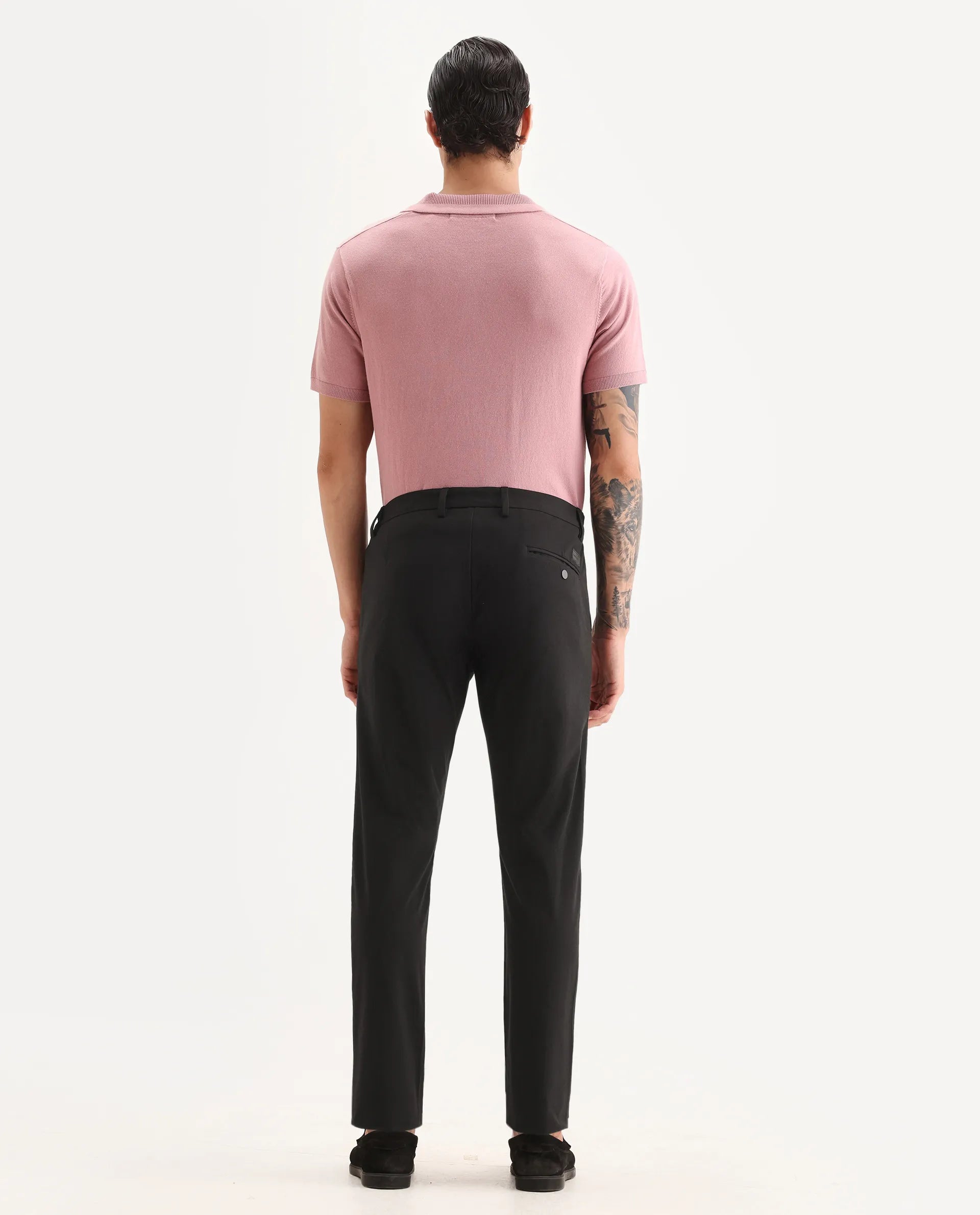 Rare Rabbit Men's Travel-22 Maroon Polyester Viscose Fabric Button & Zip Closure Slim Fit Trouser