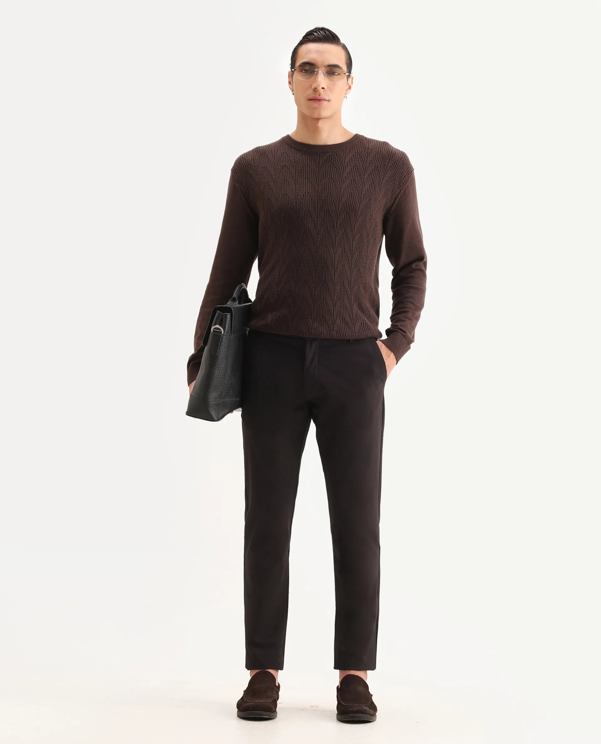 Rare Rabbit Mens Travel-24 Maroon Polyester Viscose Lycra Fabric Mid Rise Regular Fit Solid Trousers