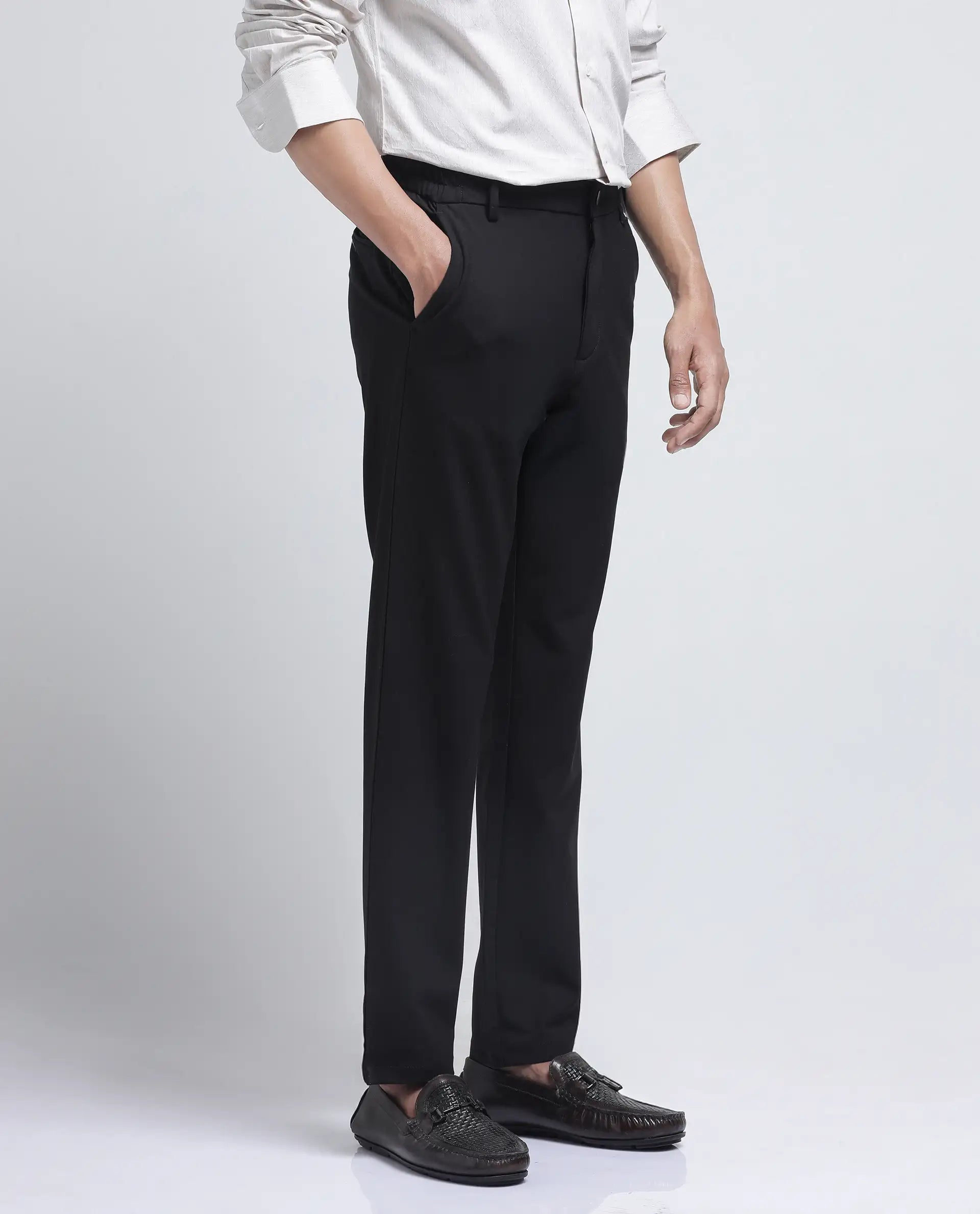 Rare Rabbit Men Travel-26R Dark Brown Polyester Blend Fabric Button Closure Plain Trouser