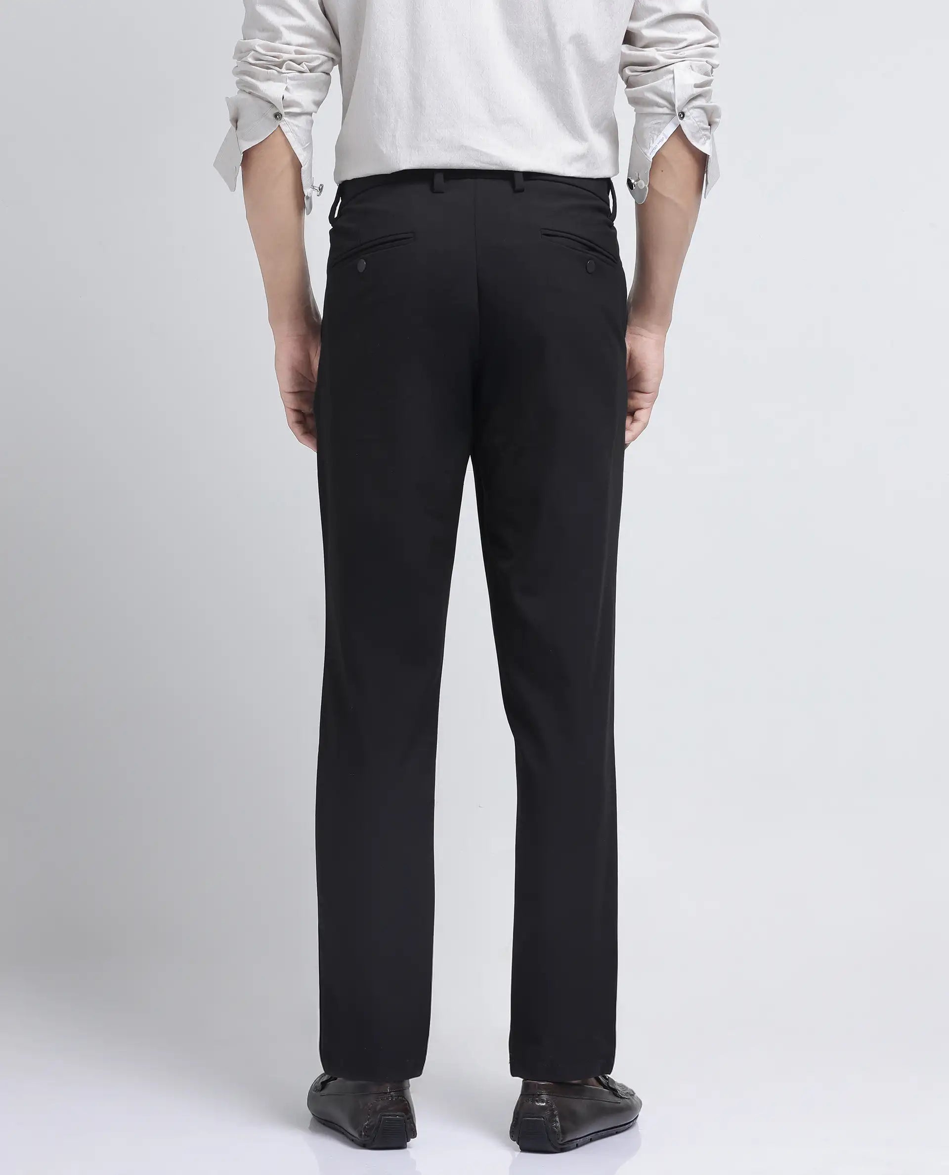 Rare Rabbit Men Travel-26R Dark Brown Polyester Blend Fabric Button Closure Plain Trouser